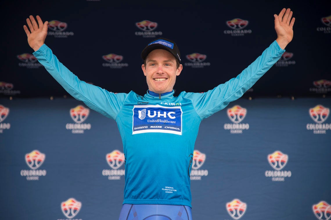 Gavin Mannion, winner of the men's time trial, made it two victories in a row for UHC between the men's and women's races at the Colorado Classic. Photo: Casey B. Gibson | <a href="http://www.cbgphoto.com">www.cbgphoto.com</a>