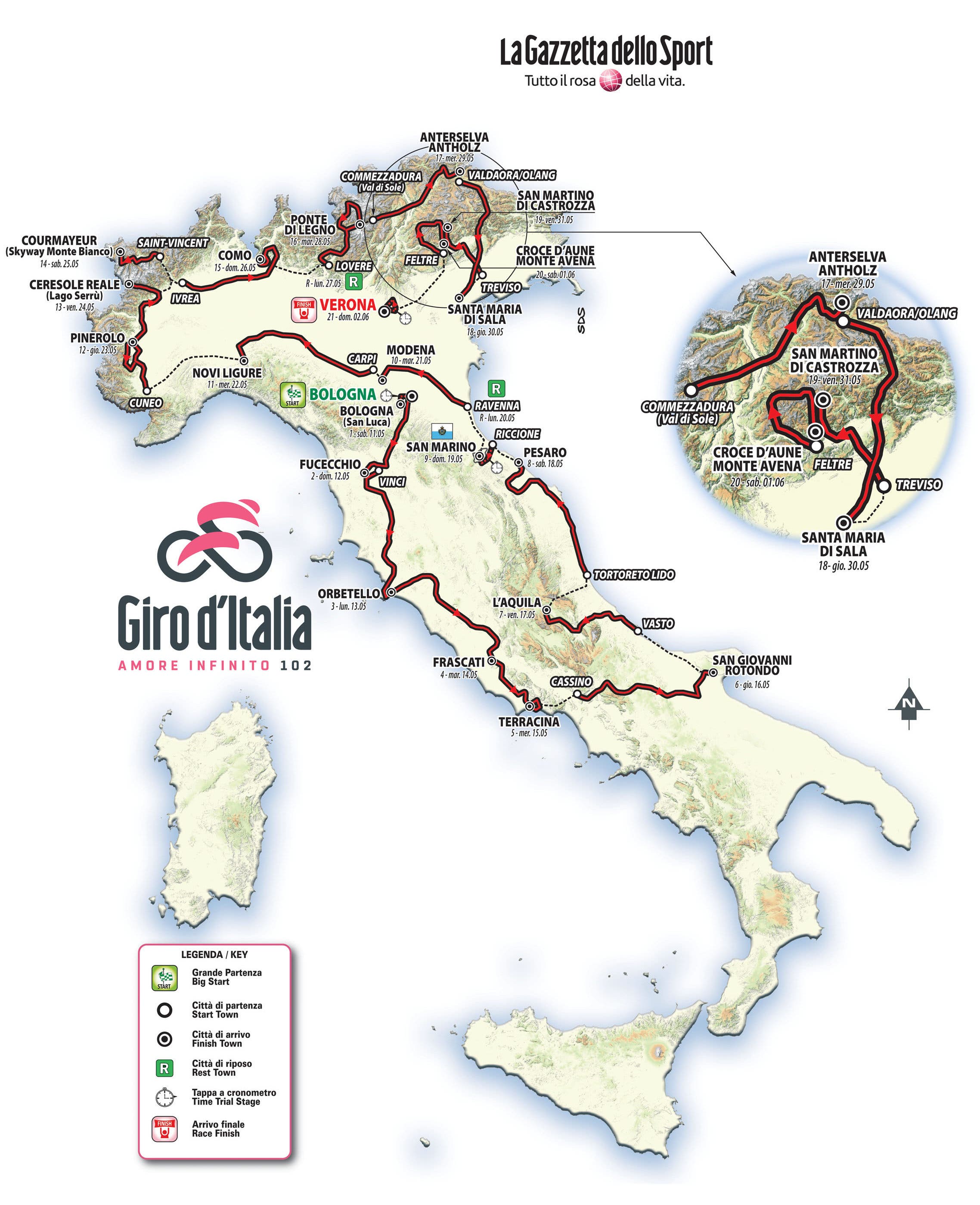 2019 Giro d'Italia route
