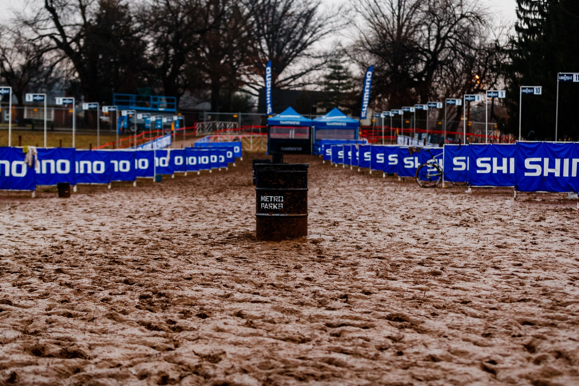 The pit awaited the influx of Sunday's mechanics and racers. While the damage to the park looks extreme, a Louisville Parks and Recreation official said "We don't have any trouble growing grass in Kentucky." @pinnedgrit/Jake Orness