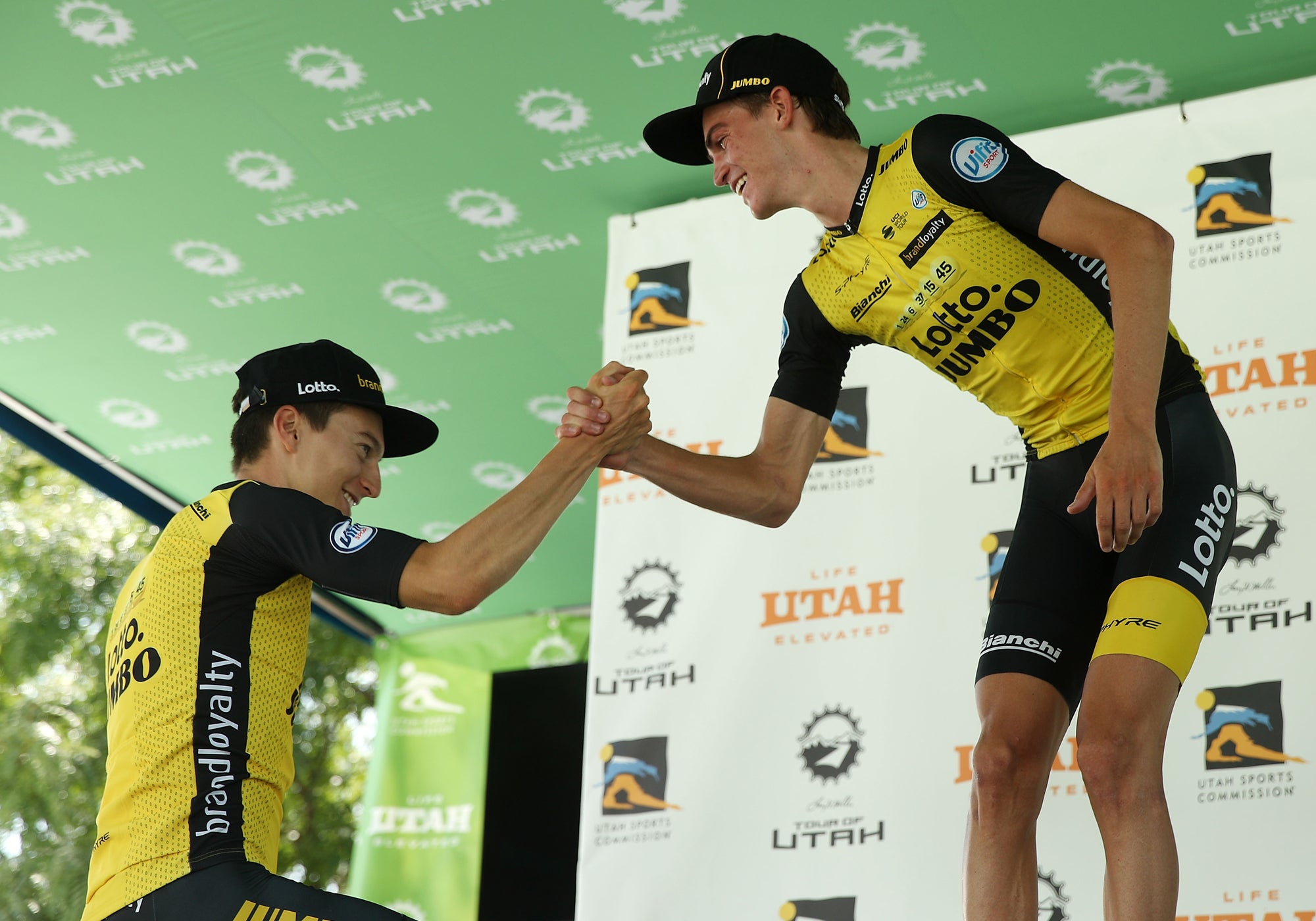 Neilson Powless and Sepp Kuss