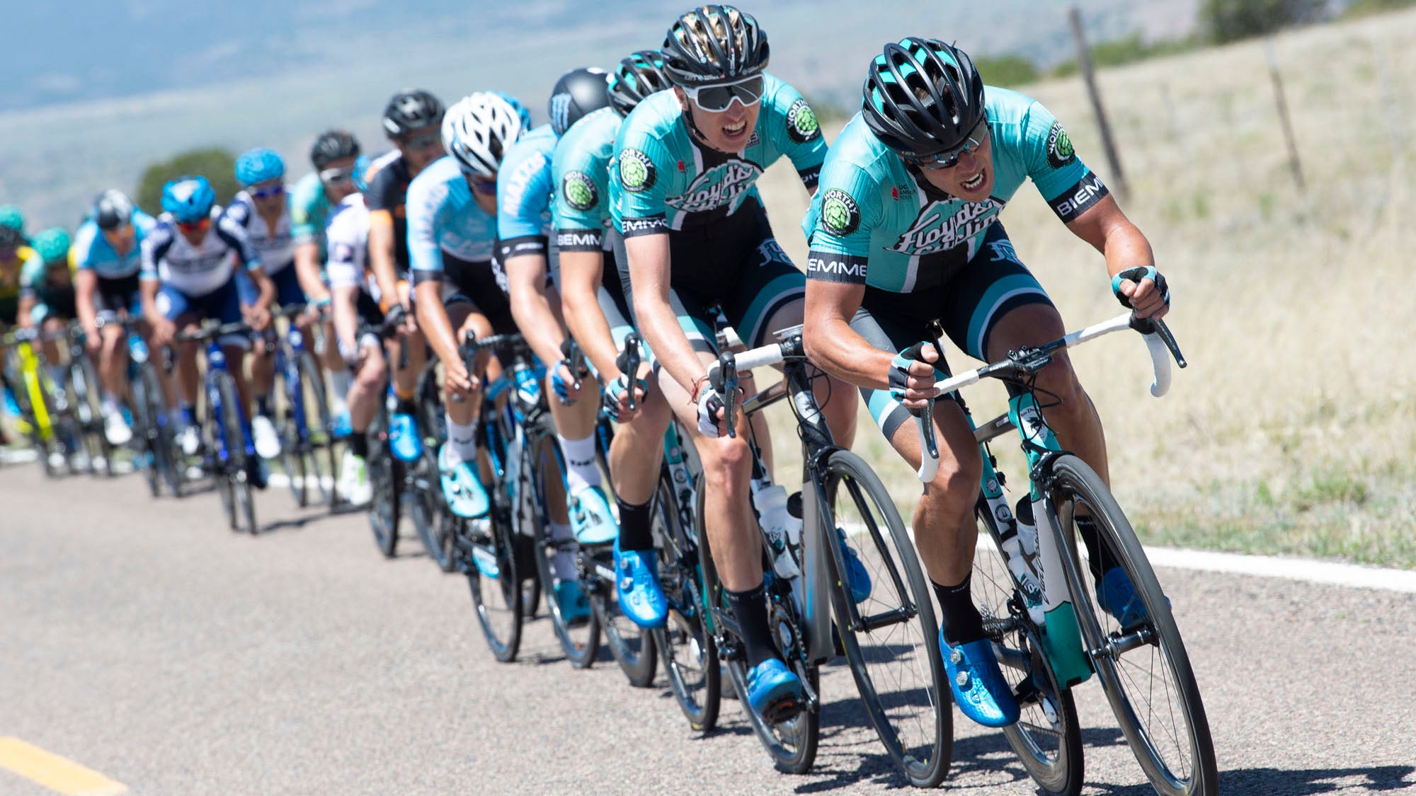 Travis McCabe and Keegan Swirbul put in huge pulls on the Mogollon climb. Photo: Casey B. Gibson | <a href="http://www.cbgphoto.com">www.cbgphoto.com</a>
