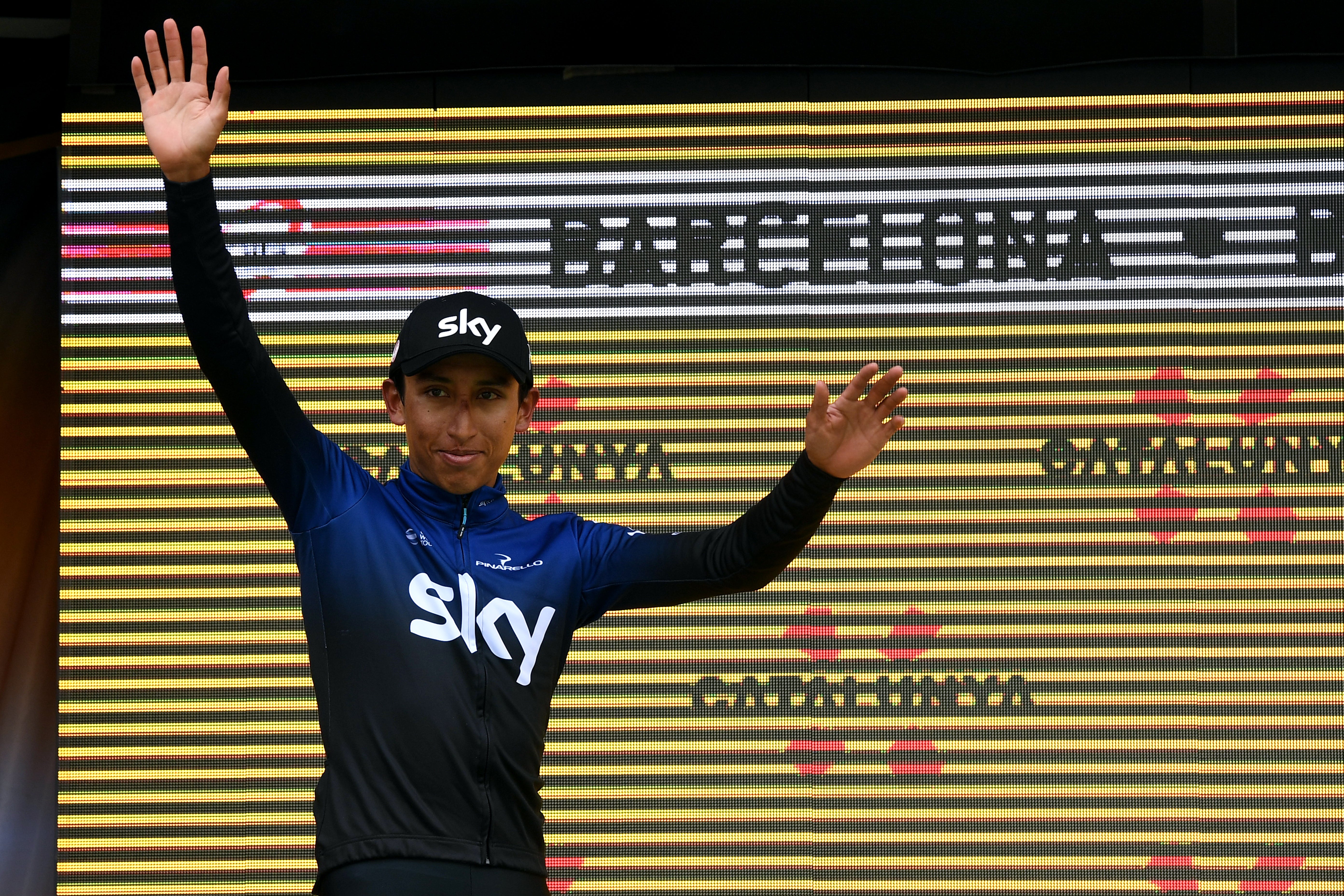 BARCELONA, SPAIN - MARCH 31: Podium / Egan Arley Bernal of Colombia and Team Sky / Celebration / during the 99th Volta Ciclista a Catalunya 2019, Stage 7 a 143,1km stage from Barcelona to Barcelona - Montjuïc / VCC / @VoltaCatalunya / on March 31, 2019 in Barcelona, Spain. (Photo by David Ramos/Getty Images)