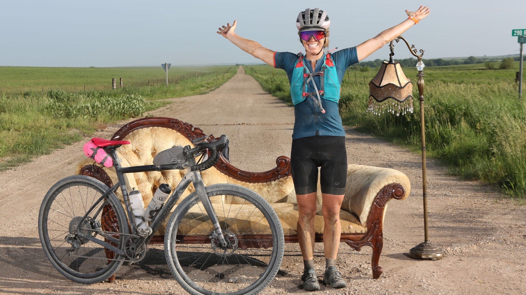 The author with that sofe in the middle of nowhere. Photo: Salsa Cycles