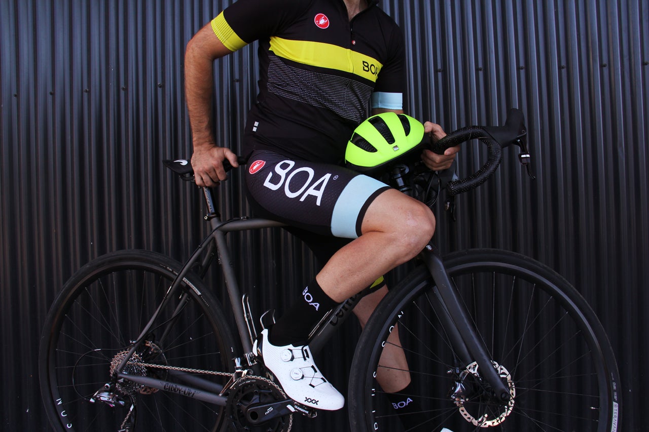 The full Boa Fit System is featured on the cyclist