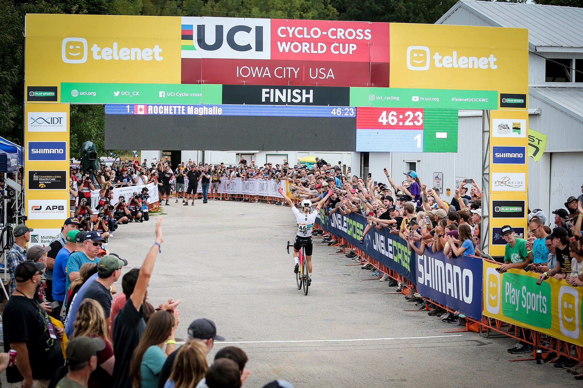 Rochette winning the Iowa City World Cup. Photo: Jeff Corcoran