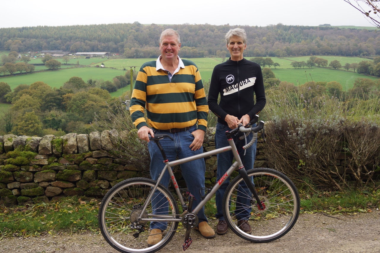 Ian Thompson (left) and Lennard Zinn with their Clydesdale bicycle. Photo: Lennard Zinn
