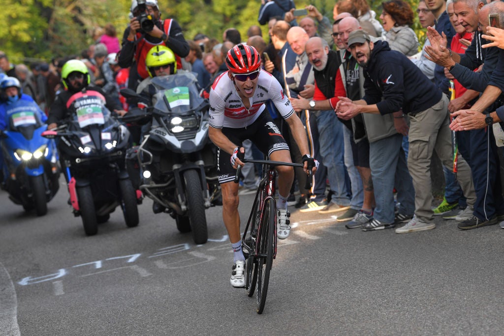 COMO, ITALY - OCTOBER 12: Bauke Mollema of The Netherlands and Team Trek-Segafredo / Fans / Public / during the 113th Il Lombardia 2019 a 243km race from Bergamo to Como / #ILombardia / @Il_Lombardia / on October 12, 2019 in Como, Italy. (Photo by Tim de Waele/Getty Images)