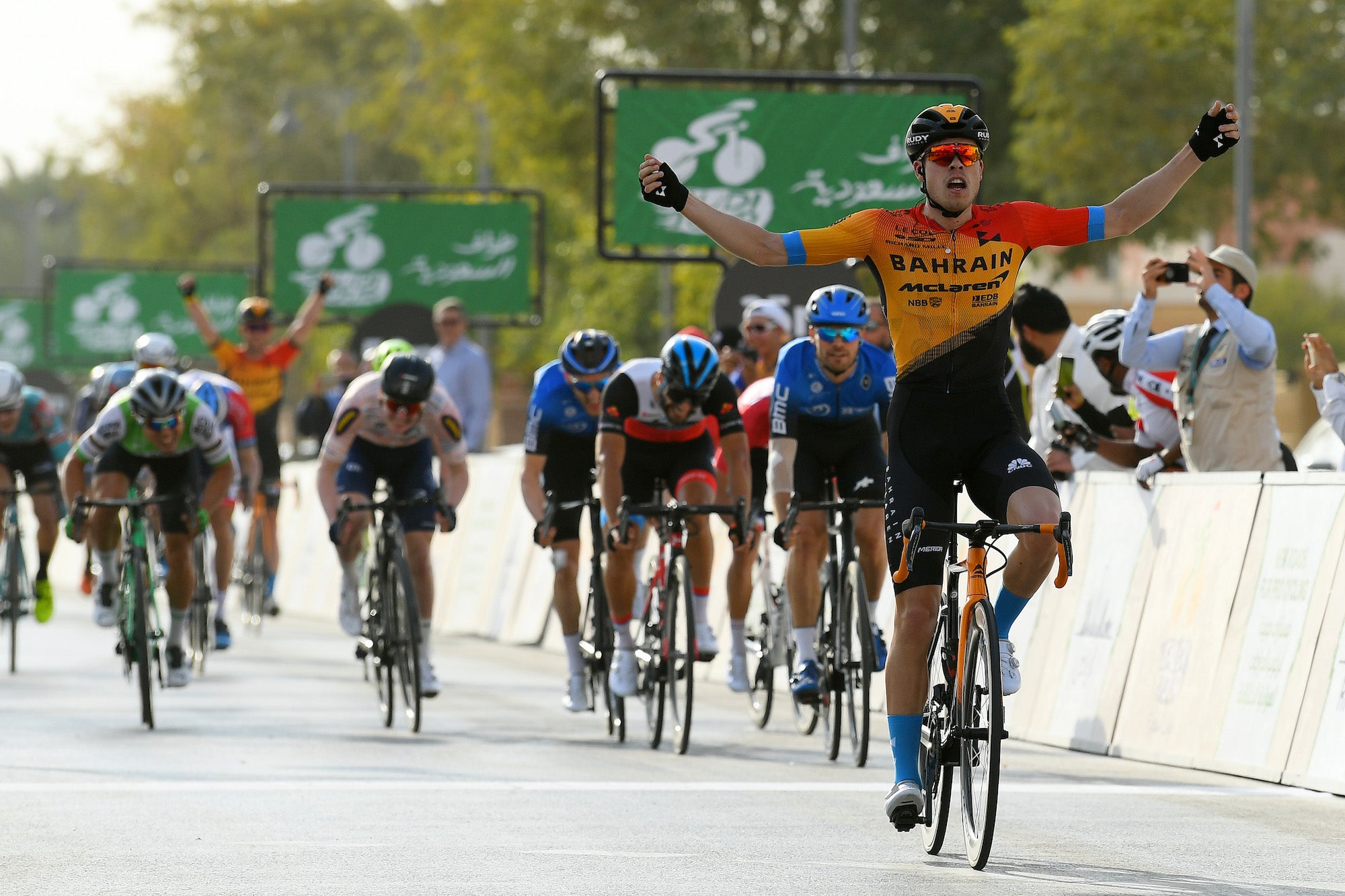 Phil Bauhaus of Team Bahrain-Mclaren at Stage 3 of the 2020 Saudi Tour. Photo: Stuart Franklin/Getty Images