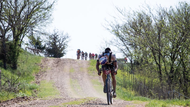 Strickland breaks away at the 2019 Dirty Kanza 200.