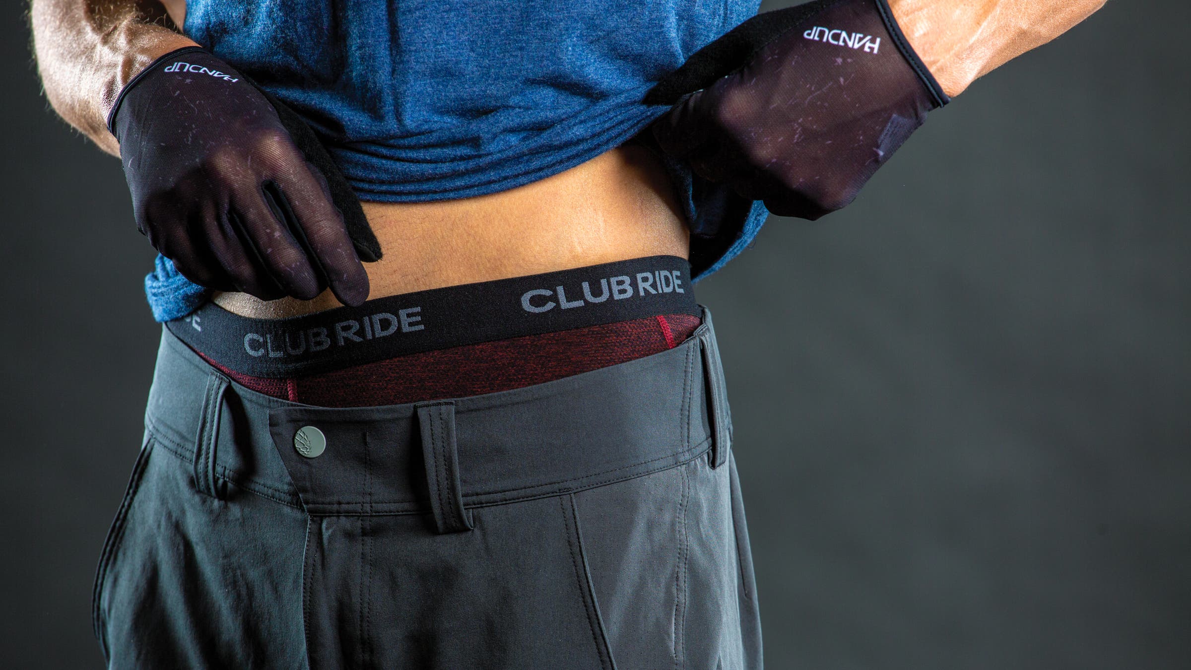 Close-up of showing liner chamois as worn under shorts