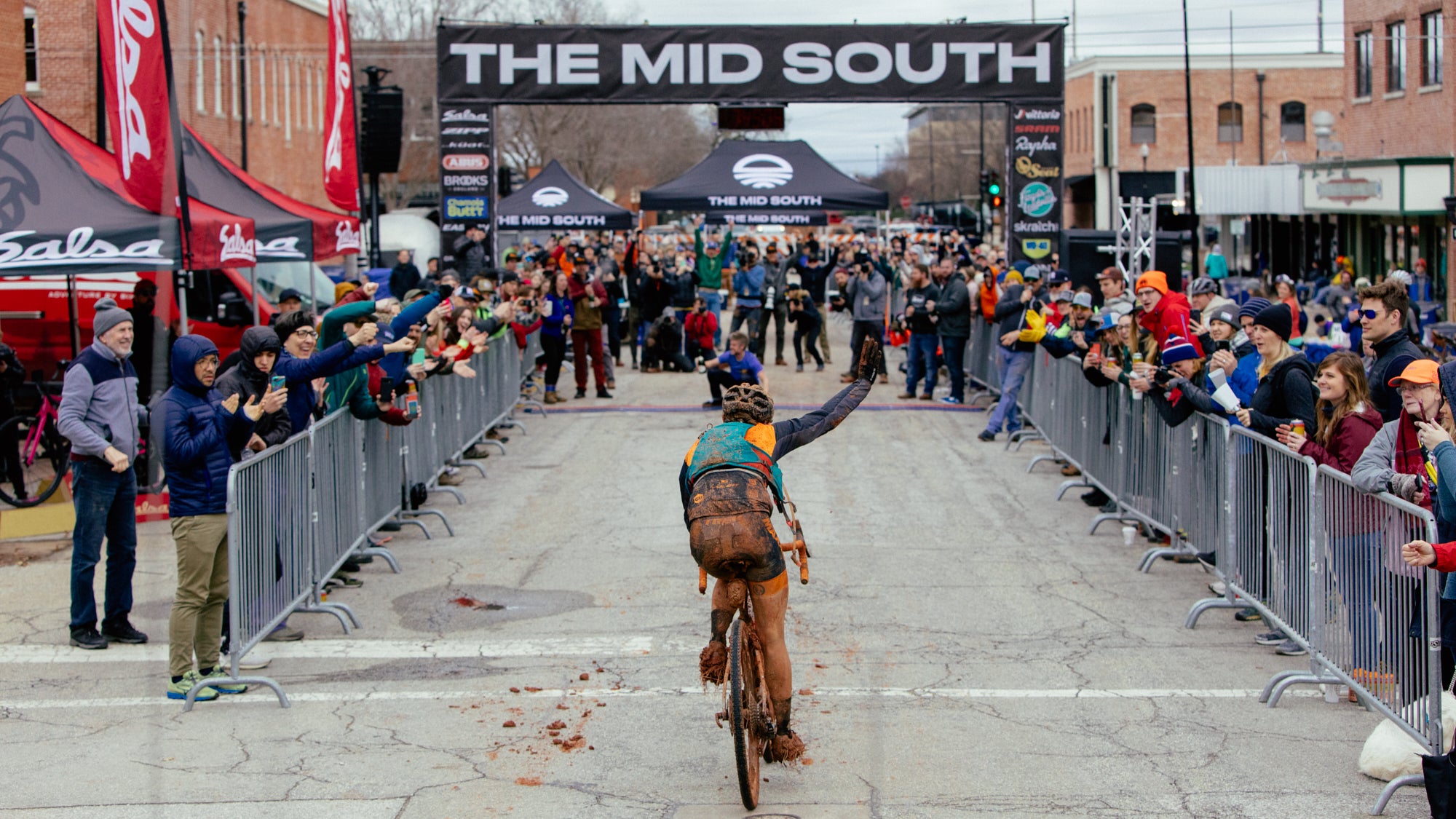 Hannah Finchamp approached the finish after almost eight hours of mud. 