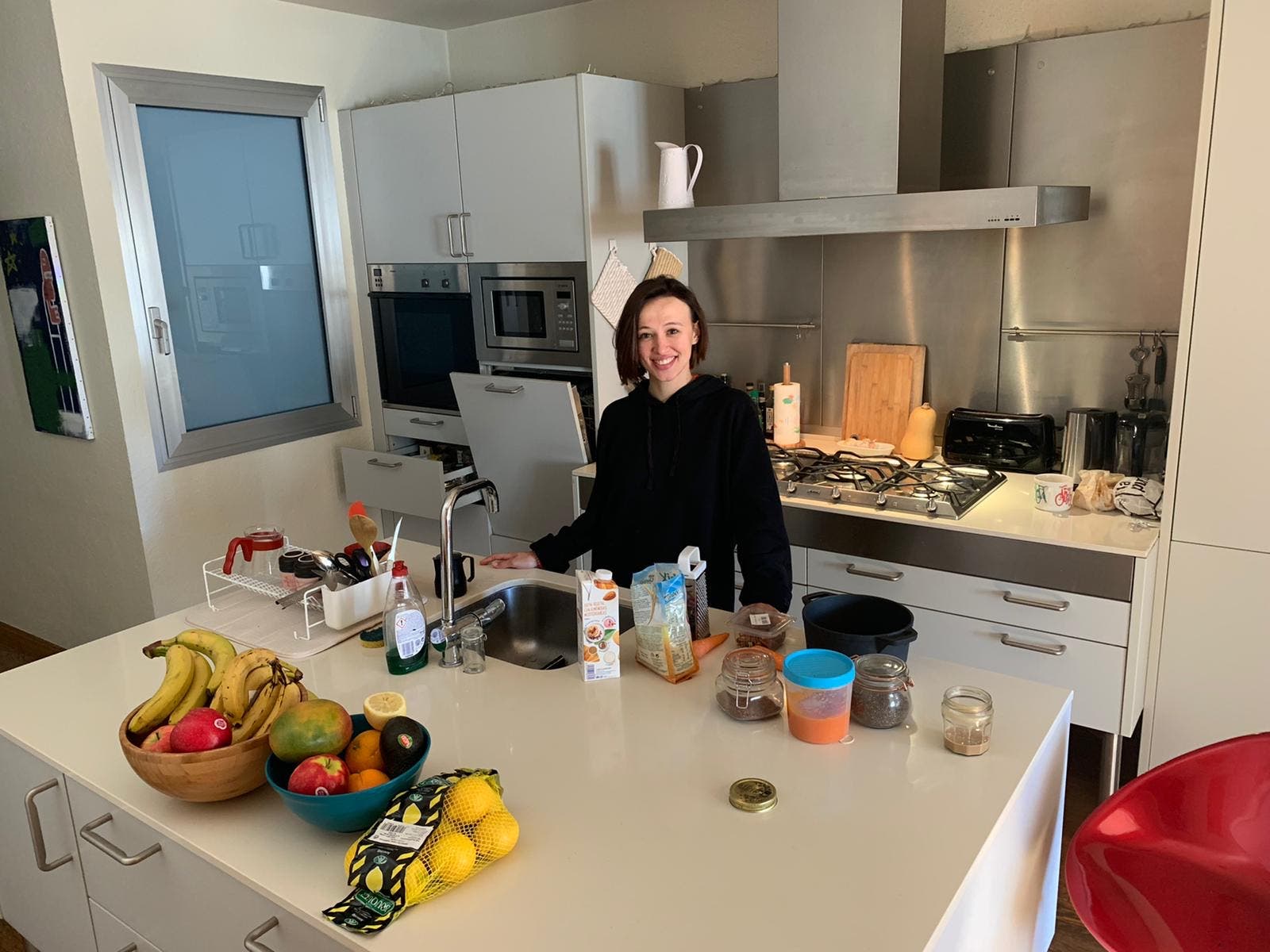 Kasia Niewiadoma in her kitchen
