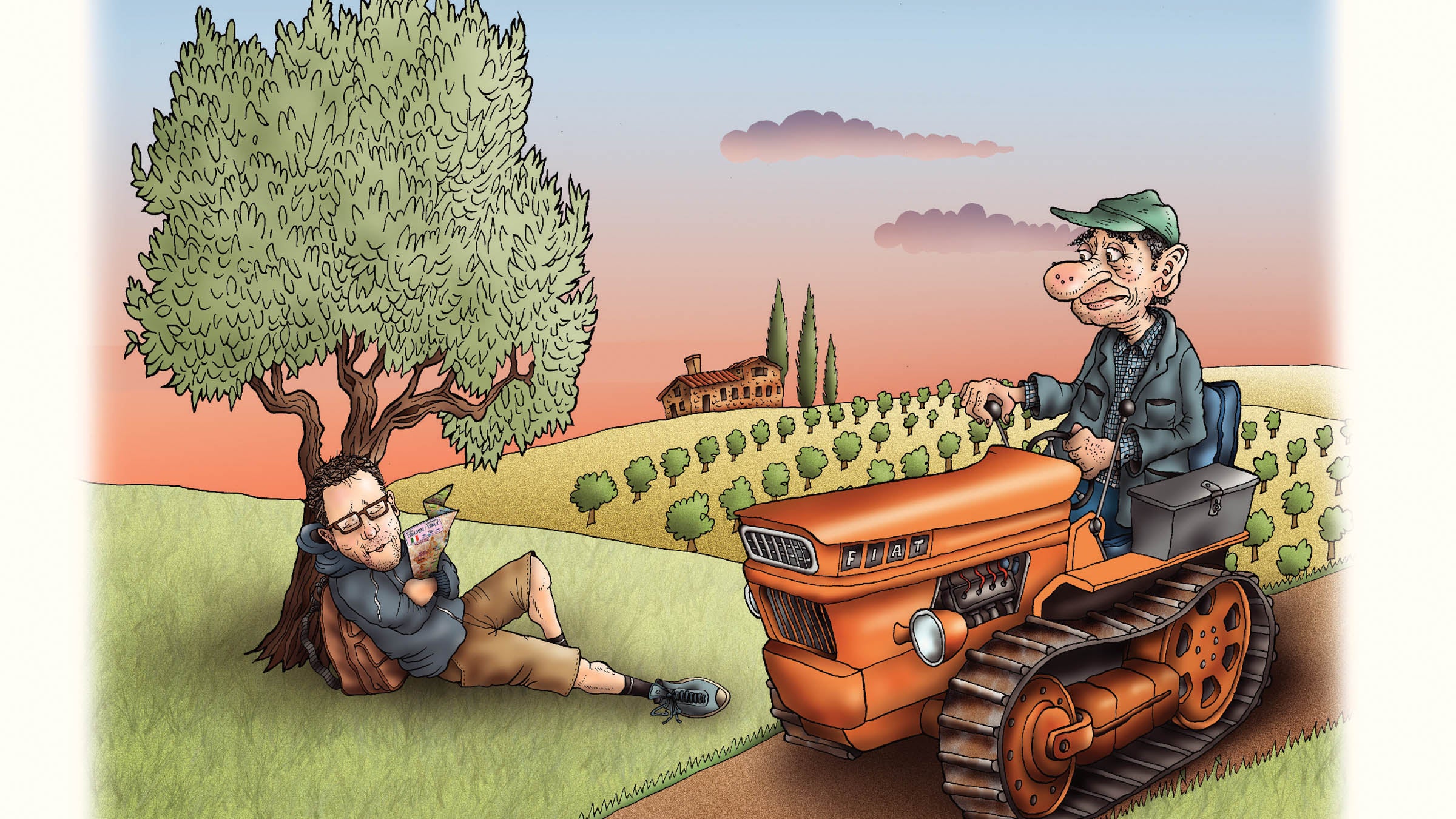 Illustration of author in Italy