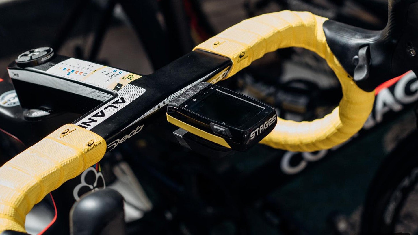 A custom yellow Stages Dash M50 for Alexander Kristoff.