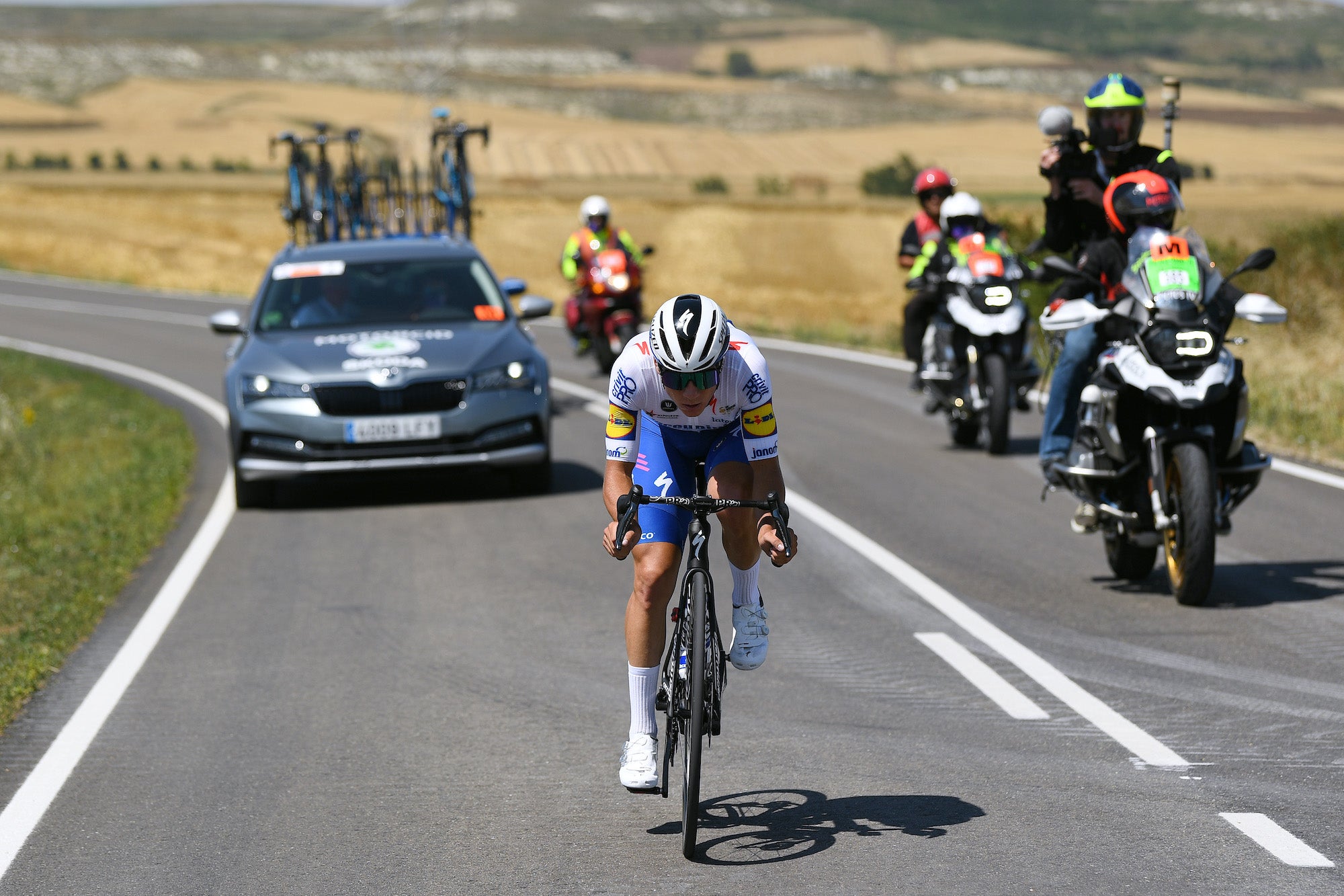 Evenepoel's lone attack at Burgos stage 1. Photo by David Ramos/Getty Images)