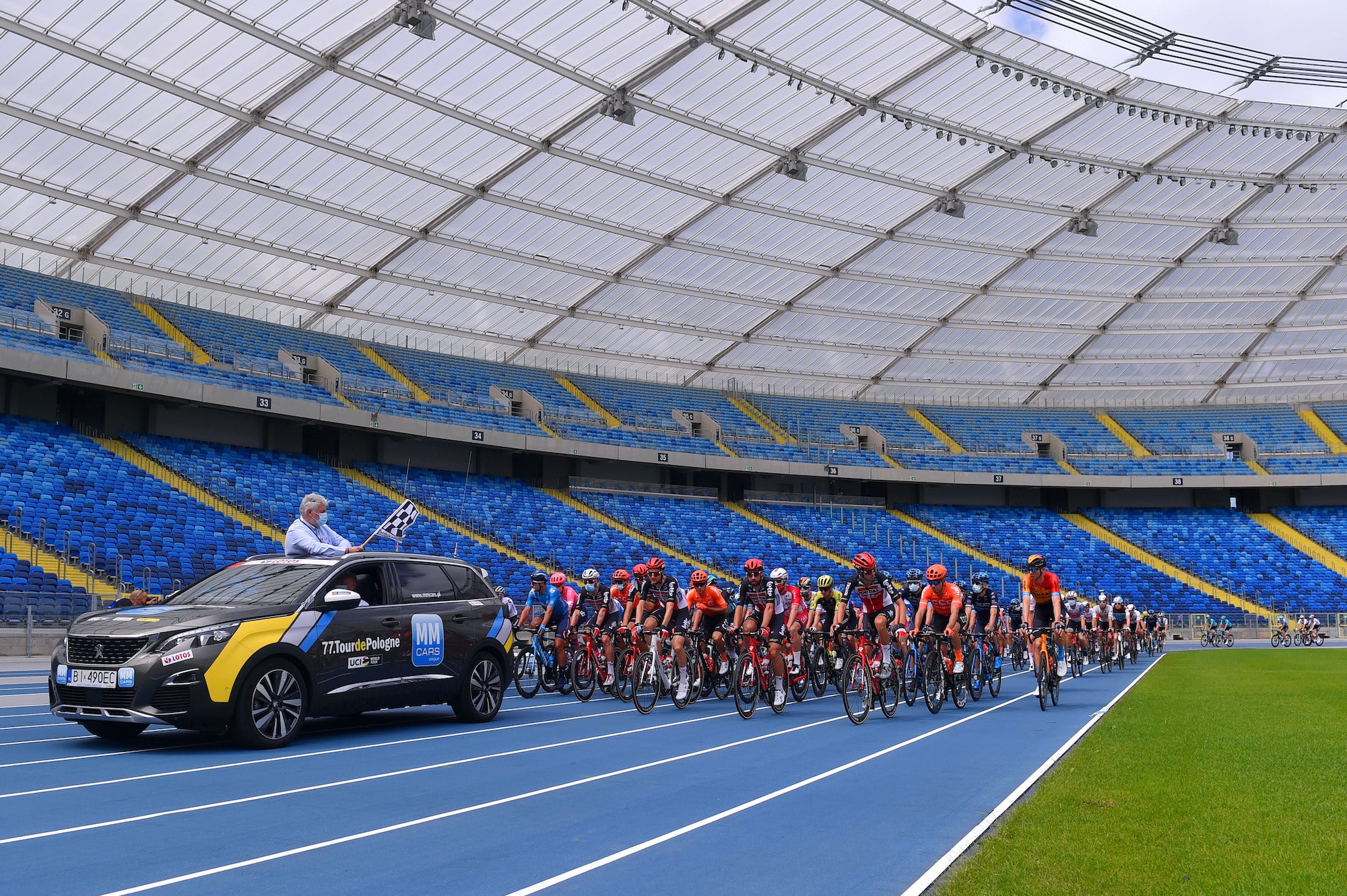 Tour of Poland opened with a tribute to Lambrecht in the Silesian Stadium. Photo: Luc Claessen/Getty Images.