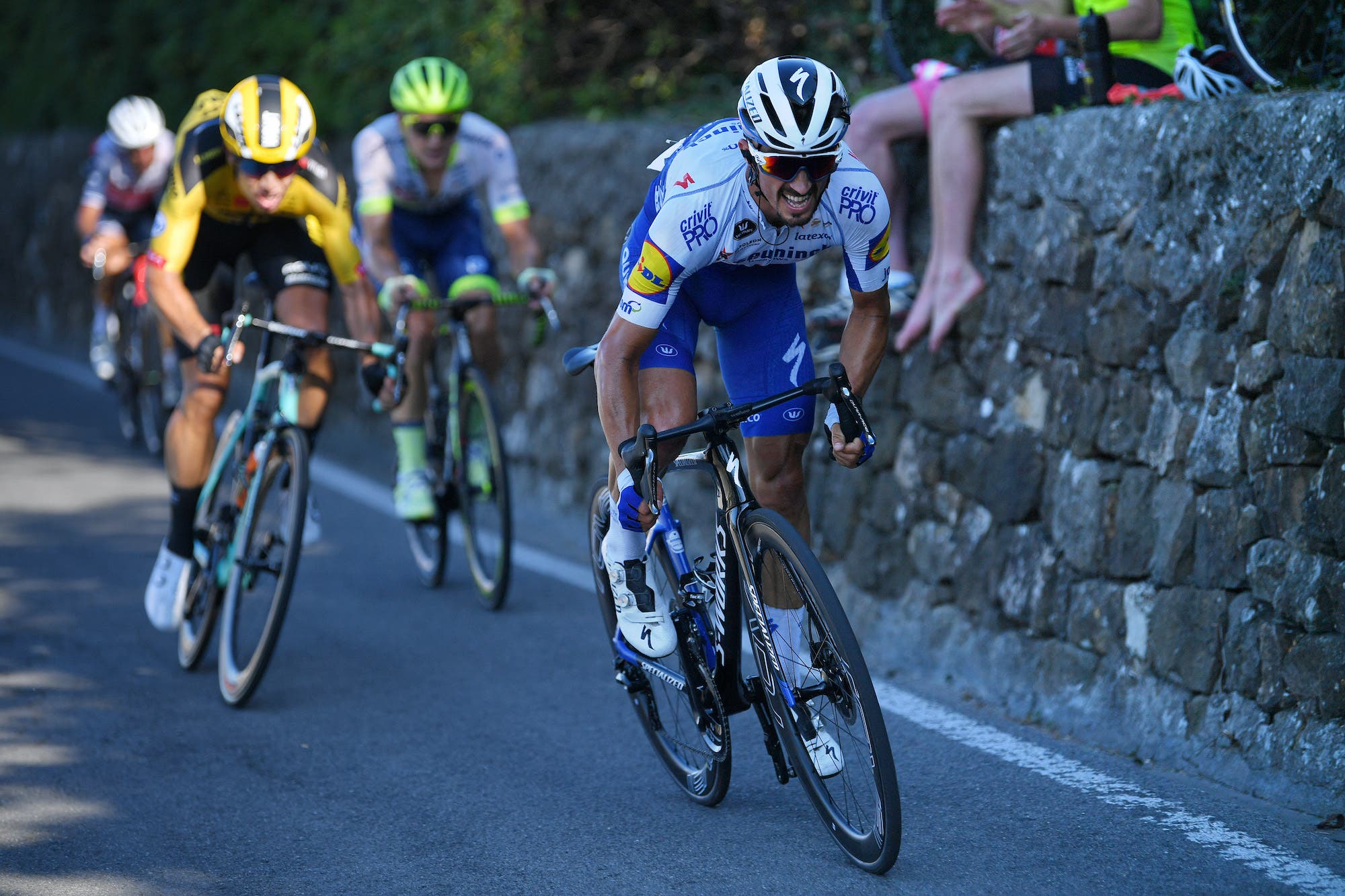 Alaphilippe drew out van Aert with an attack over the top of the Poggio. Photo: Tim de Waele/Getty Images