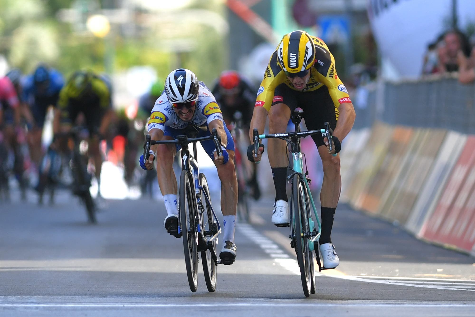 After over seven hours of racing, Milano-Sanremo was won by the finest of margins. Photo: Tim de Waele/Getty Images