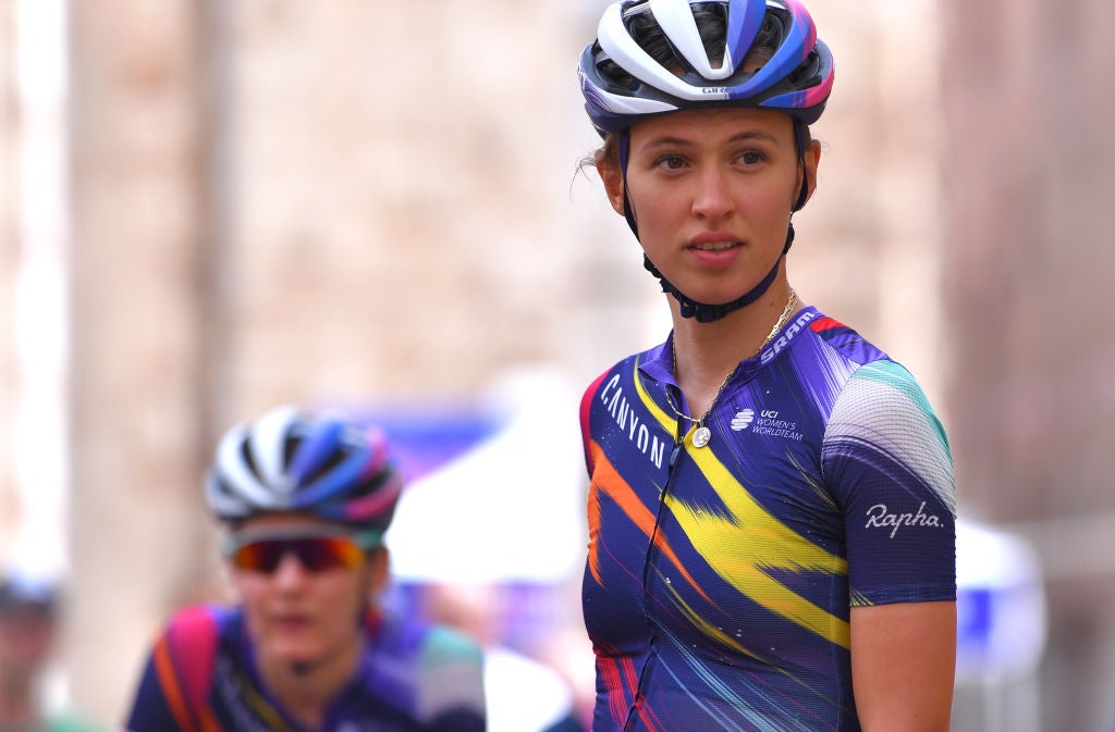 GROSSETO, ITALY - SEPTEMBER 11: Start / Katarzyna Niewiadoma of Poland and Team Canyon SRAM Racing / during the 31st Giro d'Italia Internazionale Femminile 2020, Stage 1 a 16,8km Team Time Trial from Grosseto to Grosseto / TTT / @GiroRosaIccrea / #GiroRosa / on September 11, 2020 in Grosseto, Italy. (Photo by Luc Claessen/Getty Images)