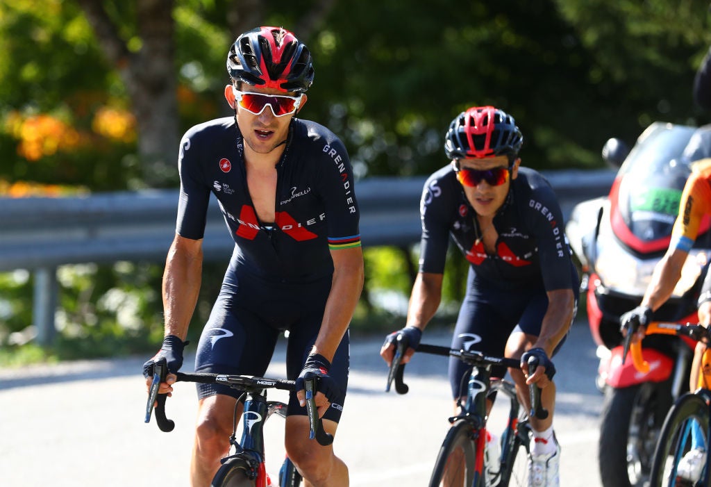 LA ROCHE-SUR-FORON, FRANCE - SEPTEMBER 17: Michal Kwiatkowski of Poland and Team INEOS Grenadiers / Richard Carapaz of Ecuador and Team INEOS Grenadiers / during the 107th Tour de France 2020, Stage 18 a 175km stage from Méribel to La Roche sur Foron 543m / #TDF2020 / @LeTour / on September 17, 2020 in La Roche-sur-Foron, France. (Photo by Michael Steele/Getty Images)
