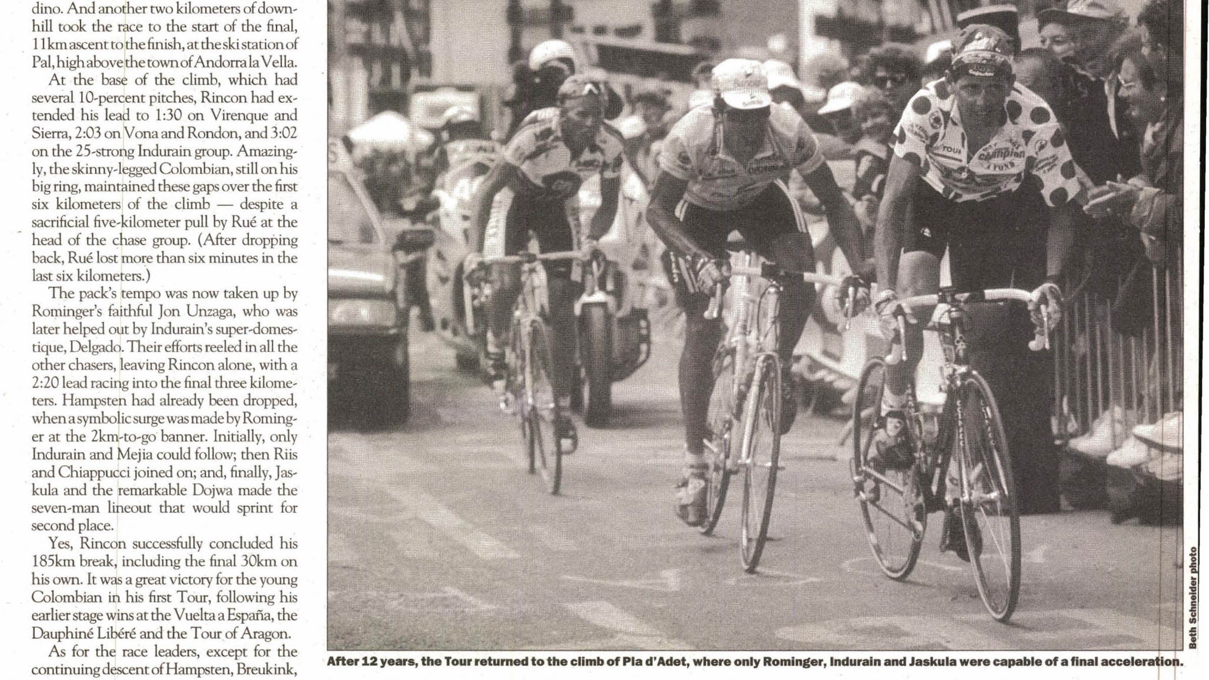 Shot of the interior of VeloNews print issue from 1993