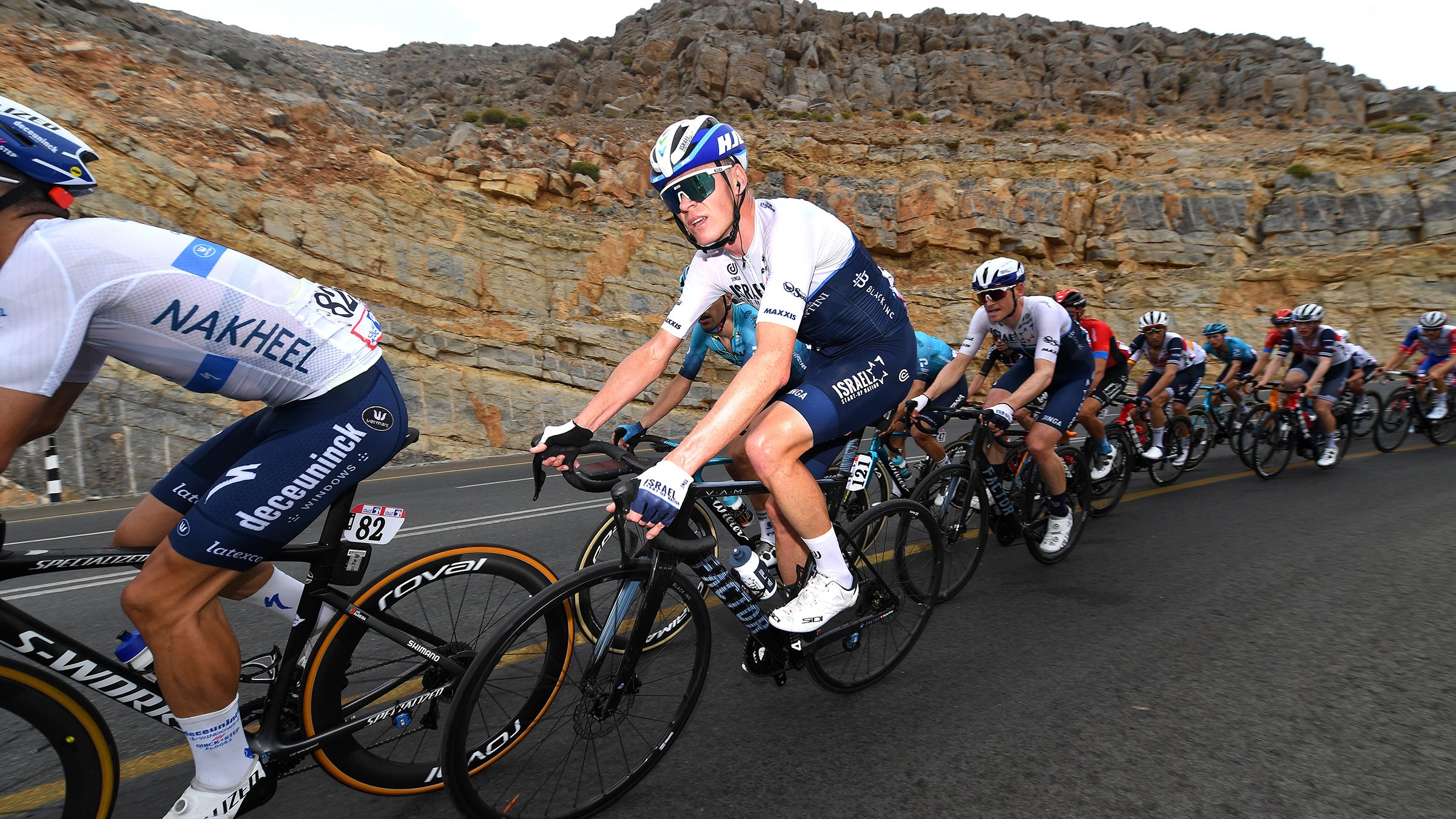 JEBEL JAISON, UNITED ARAB EMIRATES - FEBRUARY 25: Chris Froome of The United Kingdom and Team Israel Start-up Nation during the 3rd UAE Tour 2021, Stage 5 a 170km stage from Fujairah Marine Club to Jebel Jaison 1489m / Peloton / Mountains / First Hairpin (478m) / #UAETour / February 25, 2021 in Jebel Jaison, United Arab Emirates.