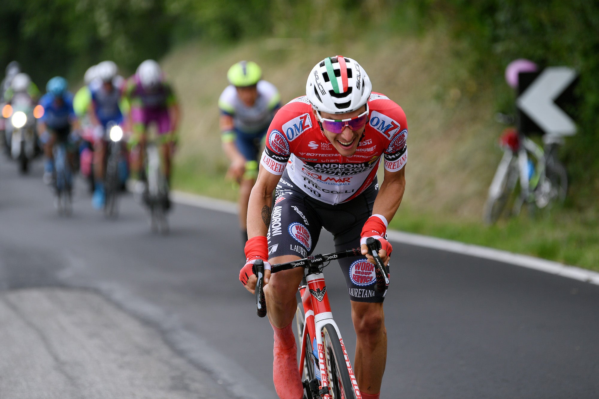 CANALE, ITALY - MAY 10: Simon Pellaud of Switzerland and Team Androni Giocattoli - Sidermecon breakaway during the 104th Giro d'Italia 2021, Stage 3 a 190km stage from Biella to Canale / @girodiitalia / #Giro / on May 10, 2021 in Canale, Italy. (Photo by Tim de Waele/Getty Images)