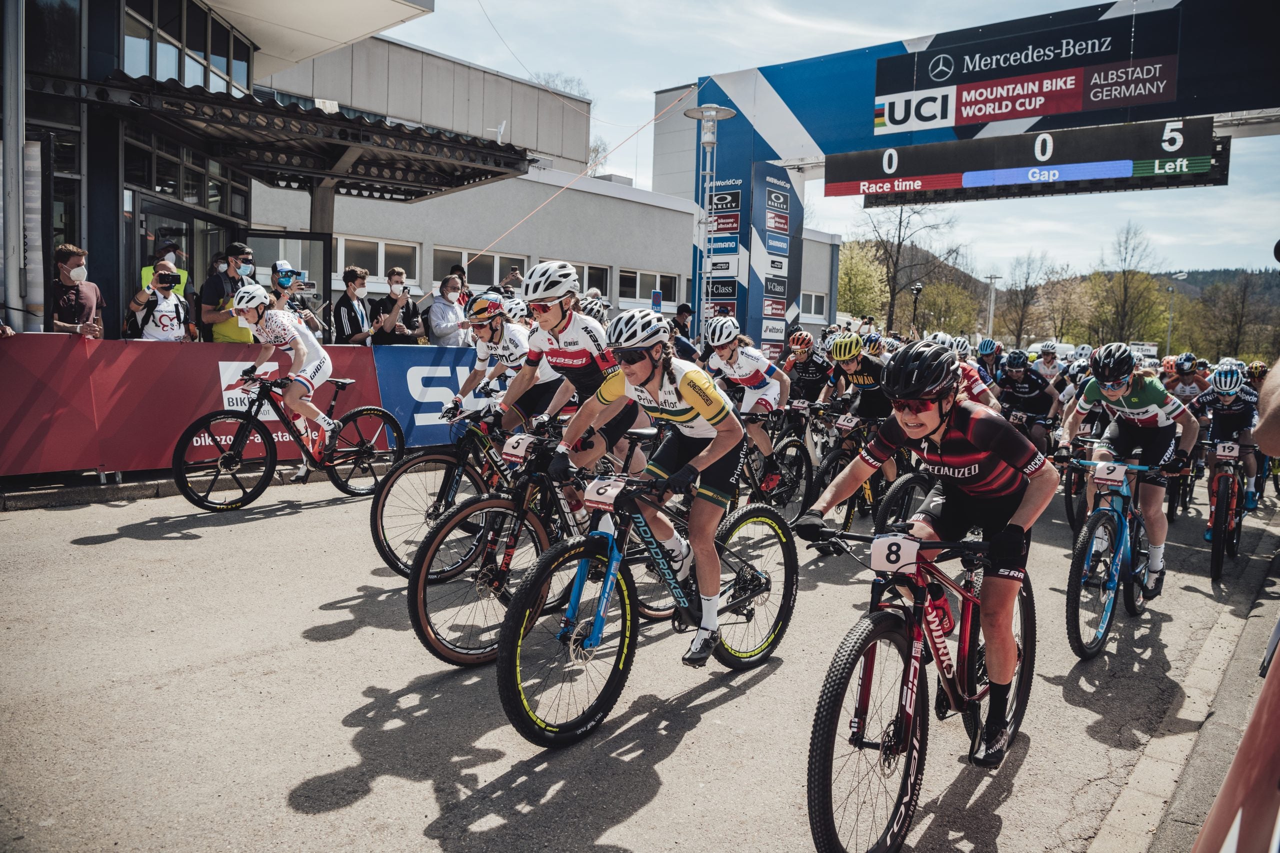Competitors perform at UCI XCO in Albstadt, Germany on May 9th, 2021 // SI202105091358 // Usage for editorial use only //