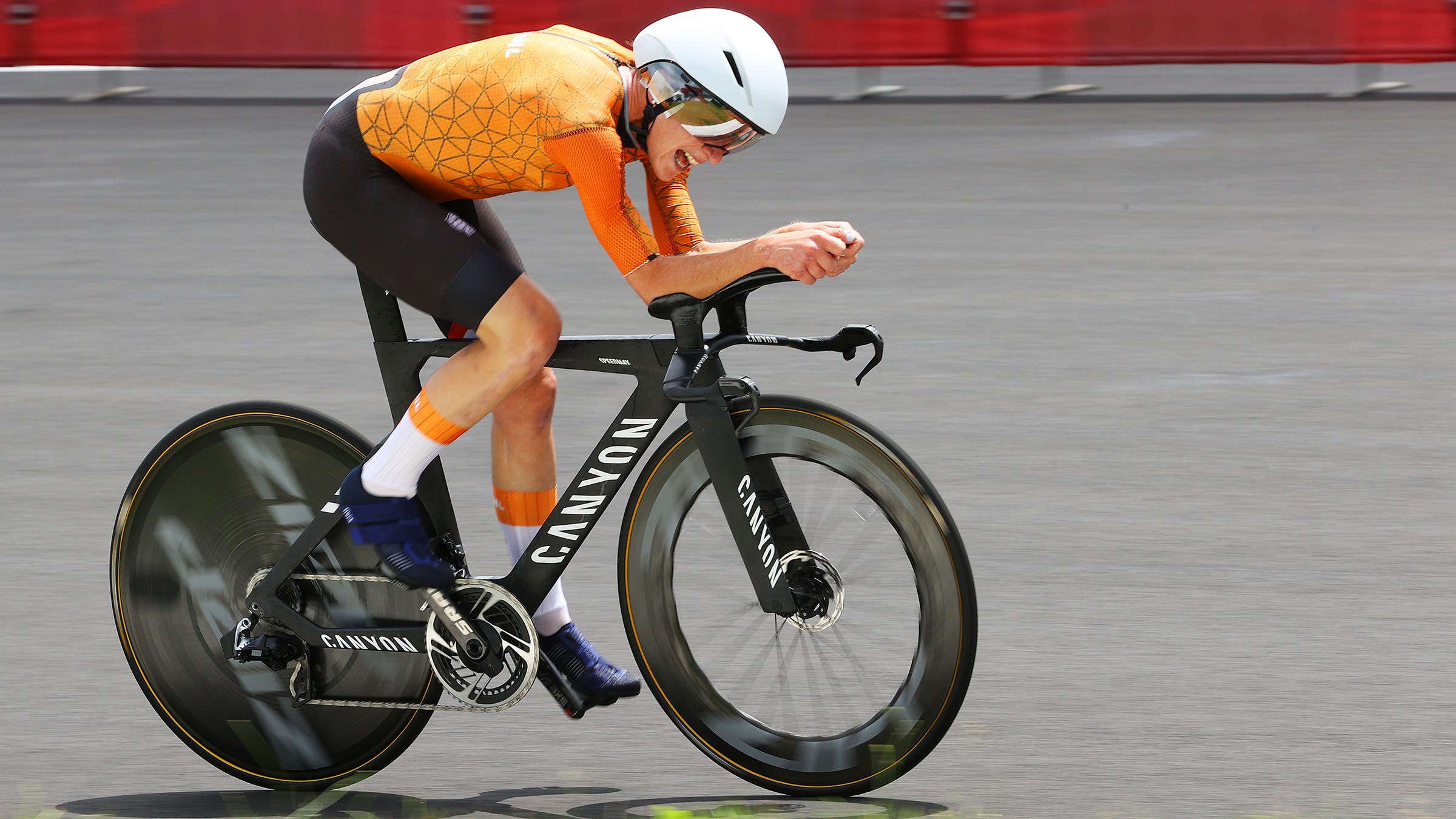 Annemiek van Vleuten on her way to winning the Olympic women's time trail.