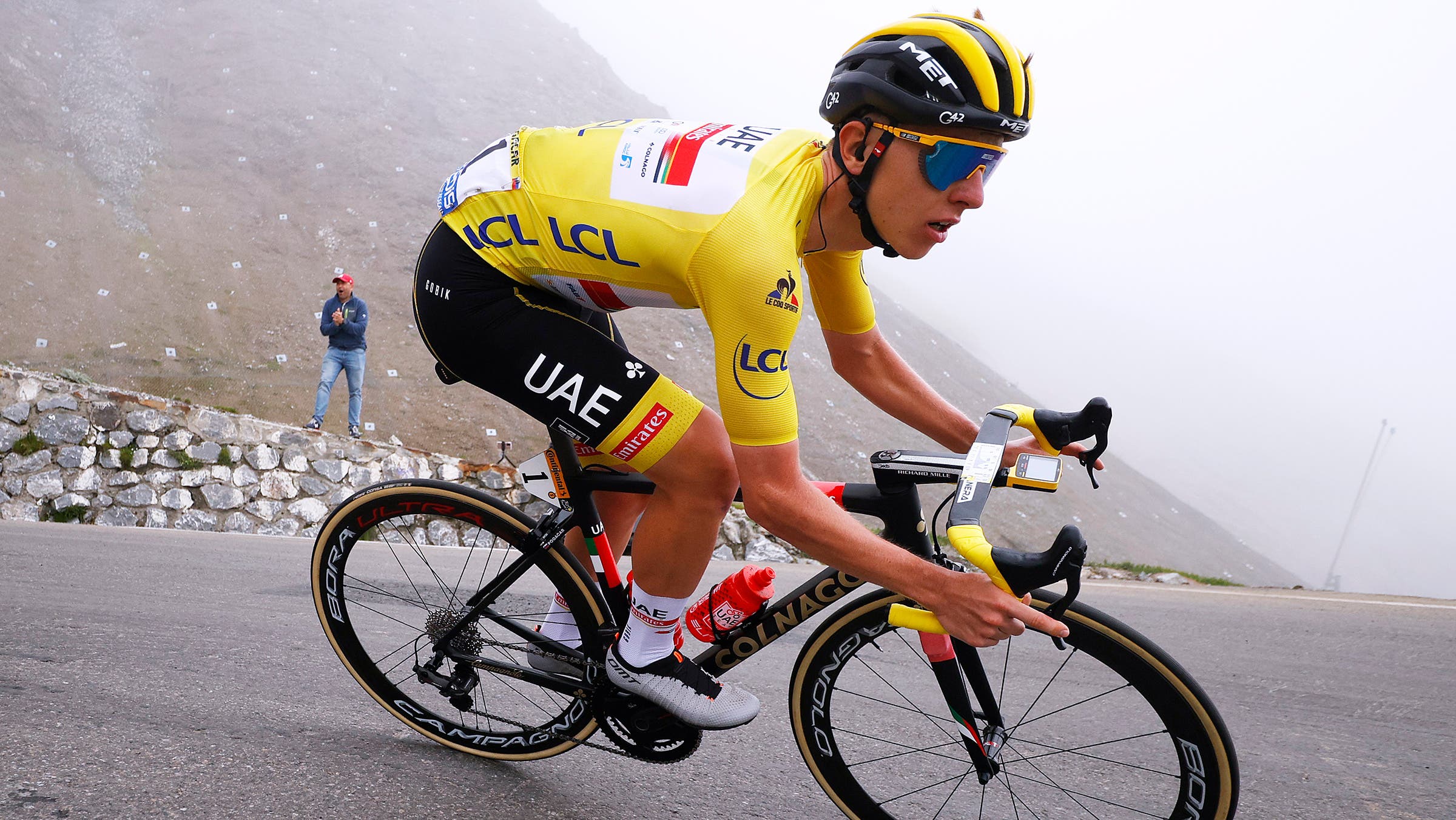 Tadej Pogačar on his way to winning stage 18 of the 2021 Tour de France.