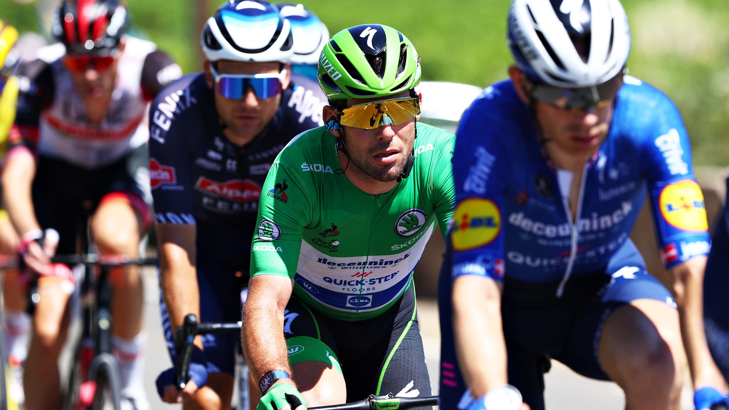 Mark Cavendish stayed well protected at the front of the peloton on stage 13 of the 2021 Tour de France.