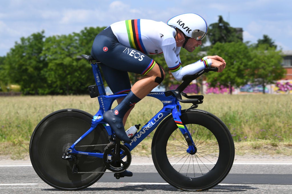 Filippo Ganna riding at the Giro d'Italia