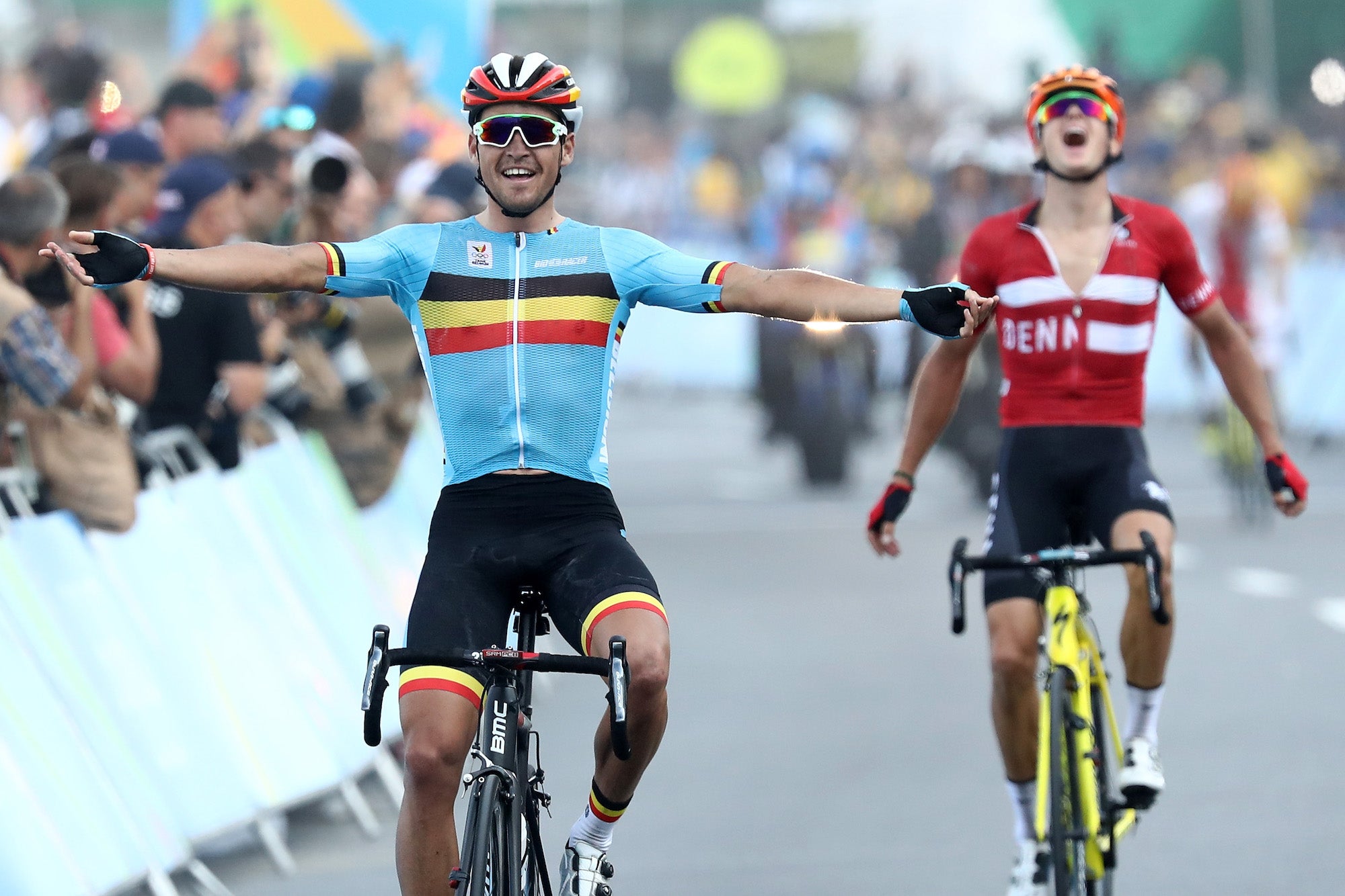 during the Men's Road Race on Day 1 of the Rio 2016 Olympic Games at the Fort Copacabana on August 6, 2016 in Rio de Janeiro, Brazil.