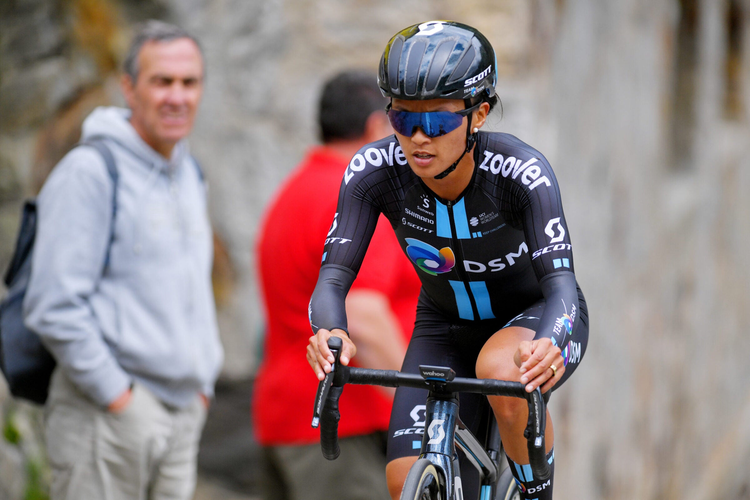 CASCATE DEL TOCE, ITALY - JULY 05: Coryn Rivera of United States and Team DSM during the 32nd Giro d'Italia Internazionale Femminile 2021, Stage 4 a 11,2km Individual Time Trial from Fondovalle to Cascate Del Toce 1714m / ITT / #GiroDonne / #UCIWWT / on July 05, 2021 in Cascate Del Toce, Italy. (Photo by Luc Claessen/Getty Images)