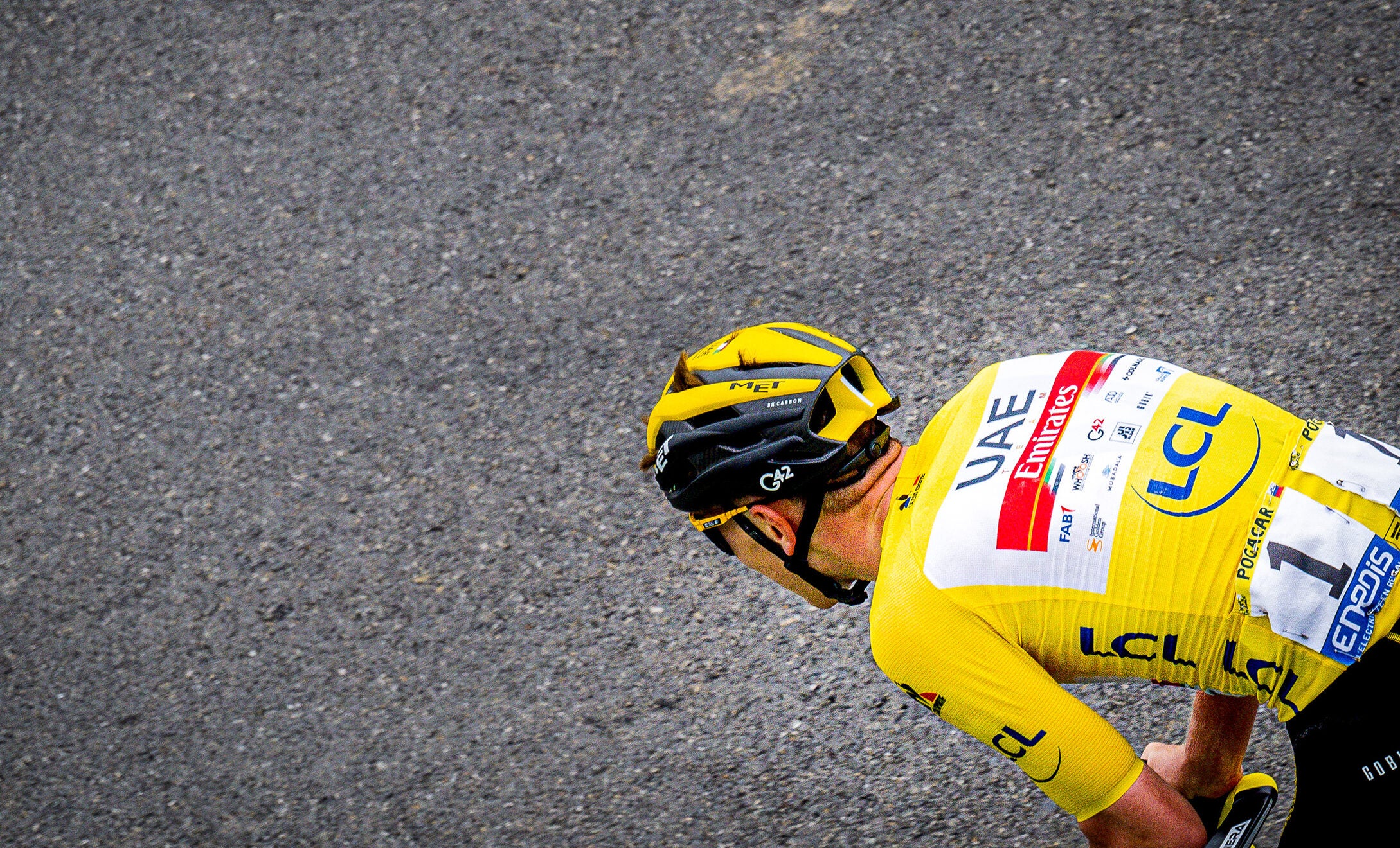 Tadej Pogacar on stage 18 of the 2021 Tour de France.