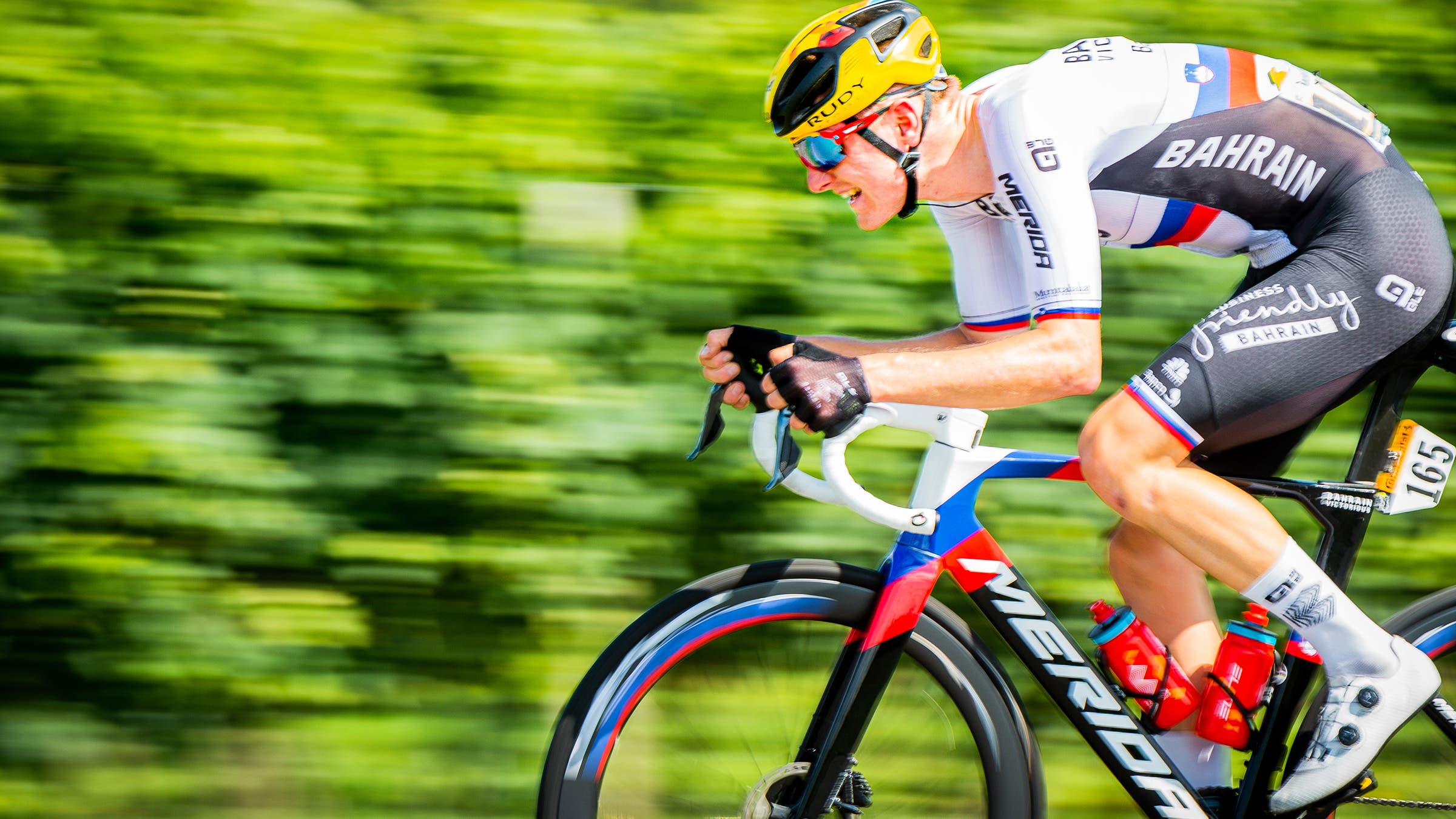 Matej Mohoric soloing to the win on stage 19 of the 2021 Tour de France.