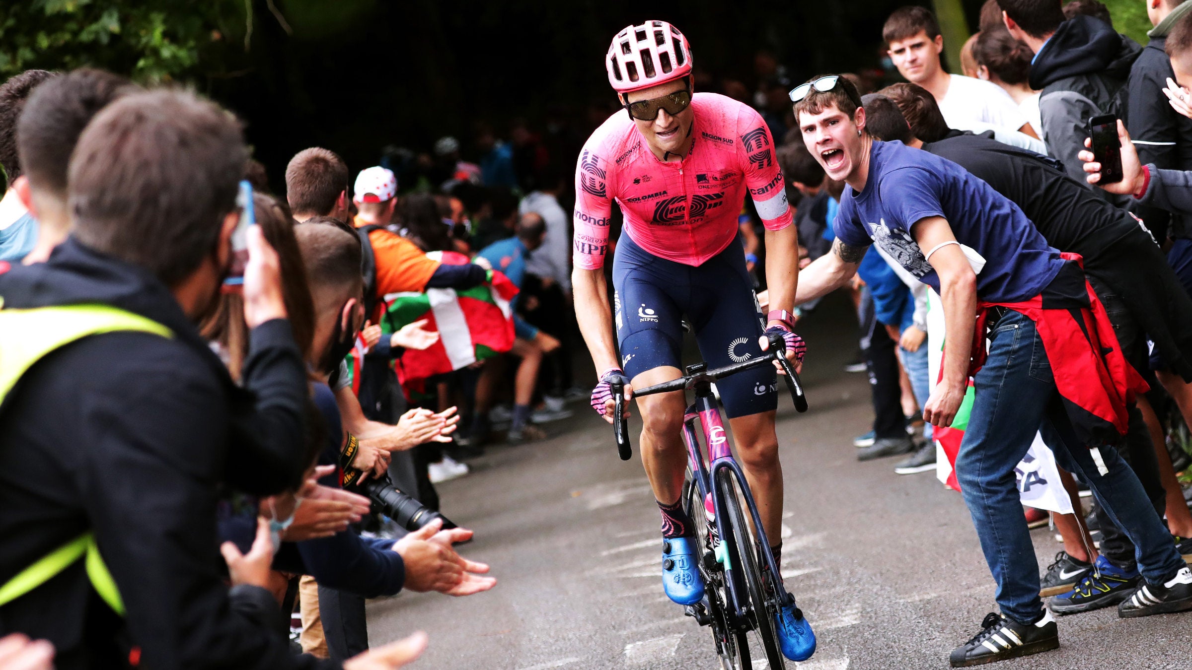 Neilson Powless on his way to winning the 2021 Clasicá San Sebastián.