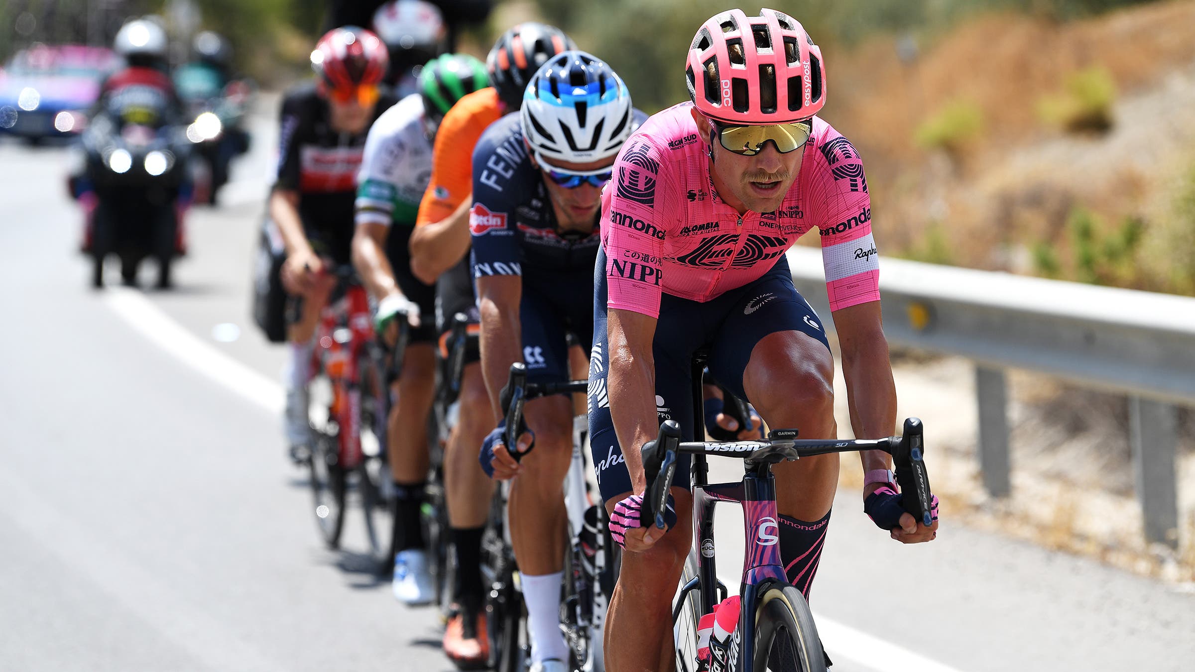 Magnus Cort Nielsen went solo before the final climb, and came within 100m of winning the stage before he was caught.