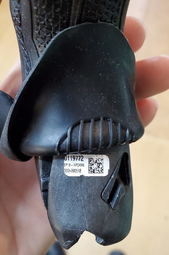 Campagnolo brake lever with QR code decal to indicate product information.