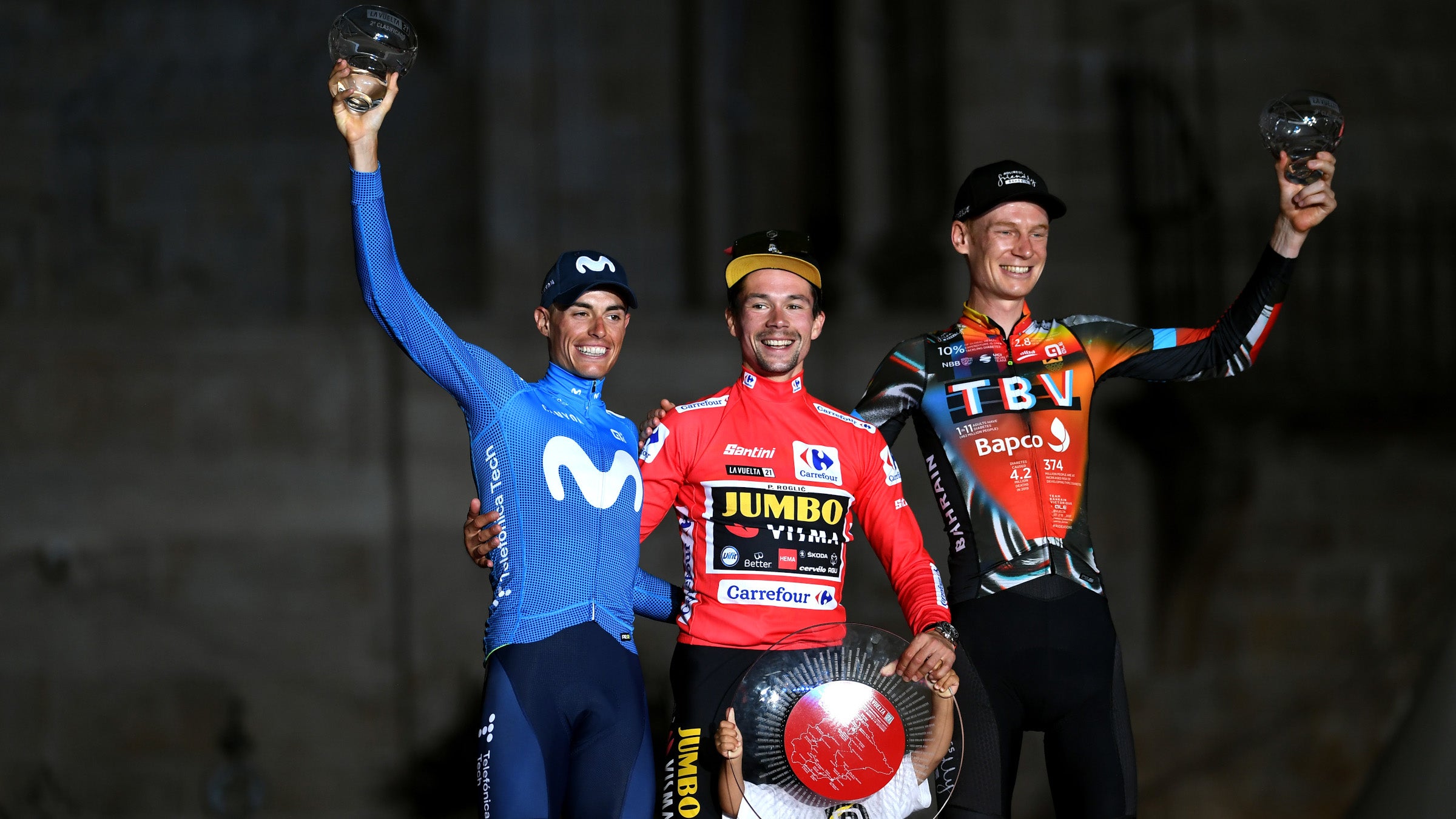 Happy times on the 2021 Vuelta a España podium.
