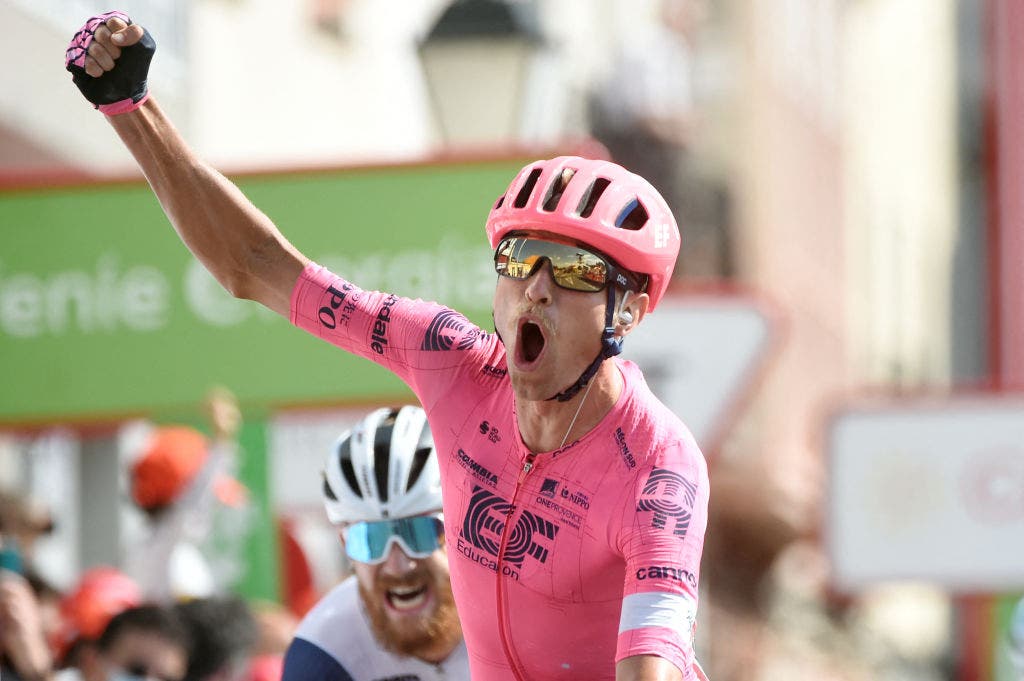 Magnus Cort celebrates his third victory at the Vuelta a Espana