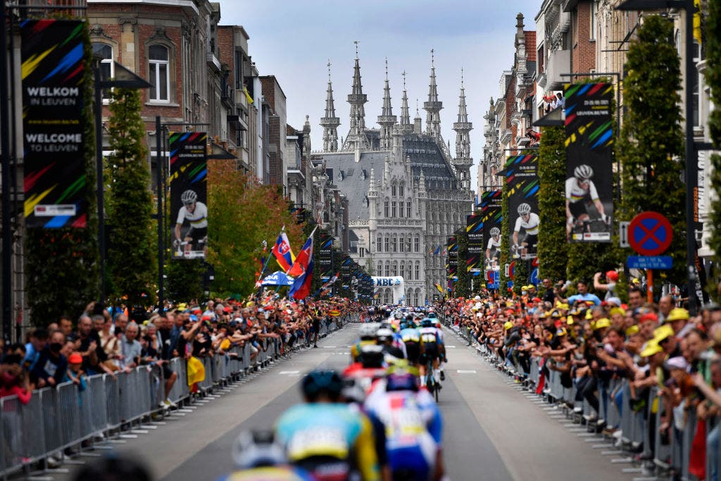 Illustration picture shows Leuven's city hall during the elite men road race of the UCI World Championships Road Cycling Flanders 2021, 268,3km from Antwerp to Leuven on Sunday 26 September 2021. The Worlds take place from 19 to 26 September 2021, in several cities in Flanders, Belgium. BELGA PHOTO POOL KRISTOF RAMON (Photo by POOL KRISTOF RAMON/BELGA MAG/AFP via Getty Images)