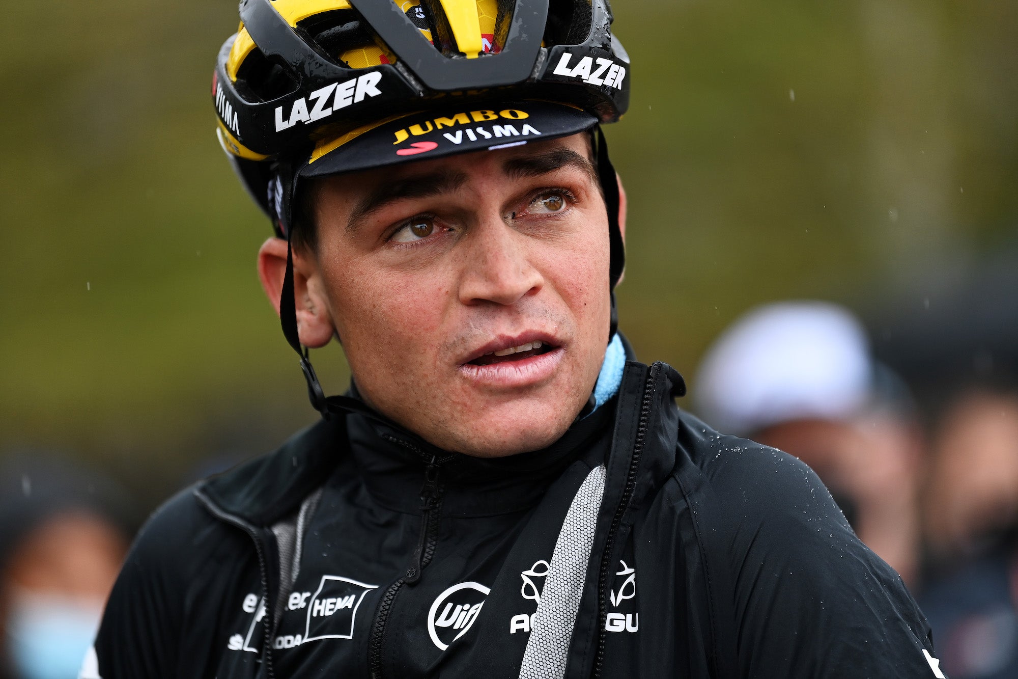 LAGOS DE COVADONGA, SPAIN - SEPTEMBER 01: Sepp Kuss of United States and Team Jumbo - Visma at finish line during the 76th Tour of Spain 2021, Stage 17 a 185,5km stage from Unquera to Lagos de Covadonga 1.085m / @lavuelta / #LaVuelta21 / on September 01, 2021 in Lagos de Covadonga, Spain. (Photo by Stuart Franklin/Getty Images)