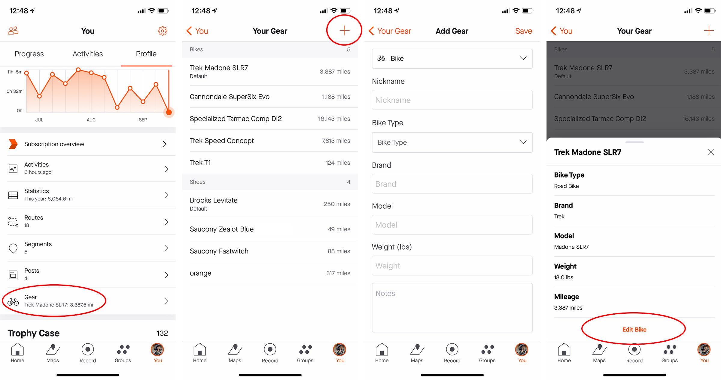 Strava subscribers can now manage their bikes in the mobile app.