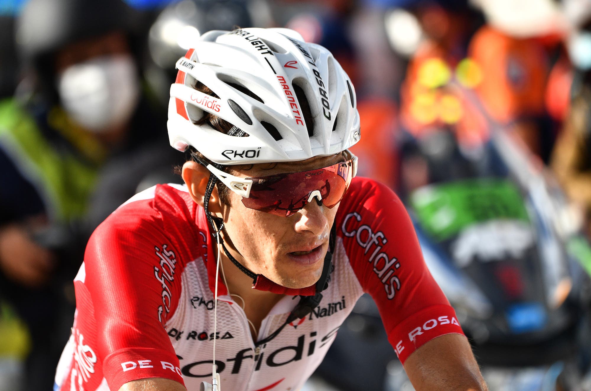 CANTAL, FRANCE - SEPTEMBER 11: Arrival / Guillaume Martin of France and Team Cofidis Solutions Credits / during the 107th Tour de France 2020, Stage 13 a 191,5km stage from Châtel-Guyon to Pas de Peyrol-Le Puy Mary Cantal 1589m / #TDF2020 / @LeTour / on September 11, 2020 in Cantal, France. (Photo by Anne-Christine Poujoulat - Pool/Getty Images)