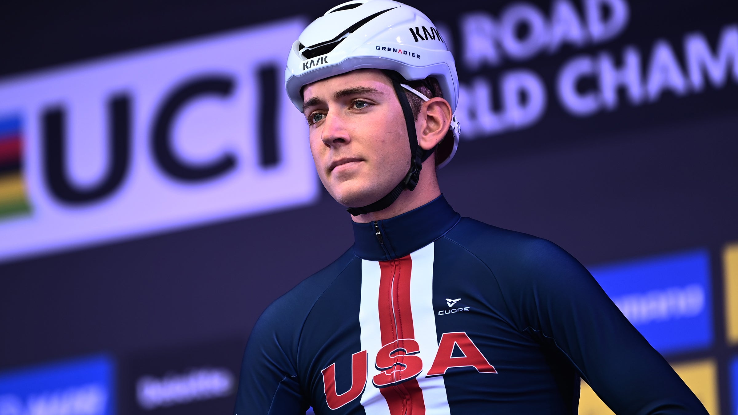 Magnus Sheffield after placing 3rd at the 2019 world junior road race.