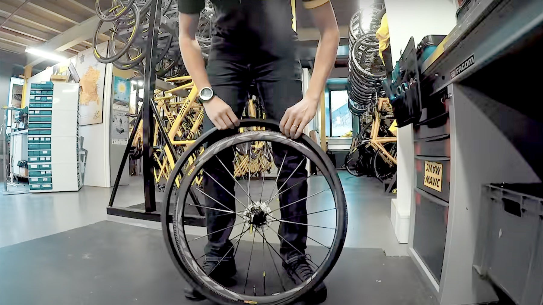 Mounting Mavic UST tires onto Mavic wheels.