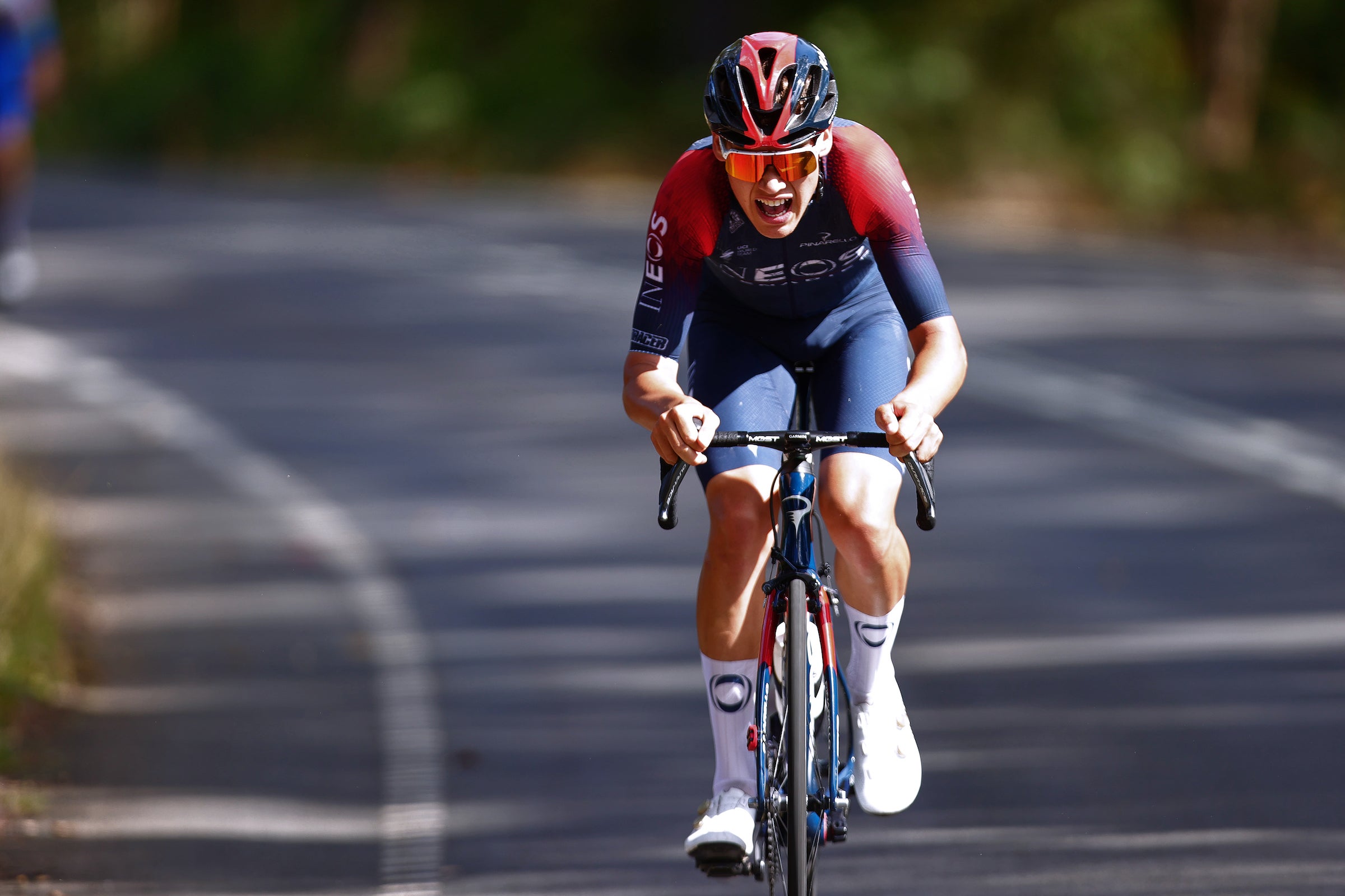 BUNINYONG, AUSTRALIA - JANUARY 16: Lucas Plapp of Australia competes during the Australian Cycling National Championships 2022 - Men's Elite Road Race a 185,6km race from Buninyong to Buninyong  /@AusCyclingAus / on January 16, 2022 in Buninyong, Australia. (Photo by Con Chronis/Getty Images)