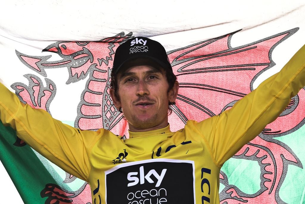 Geraint Thomas after winning the 2018 Tour de France