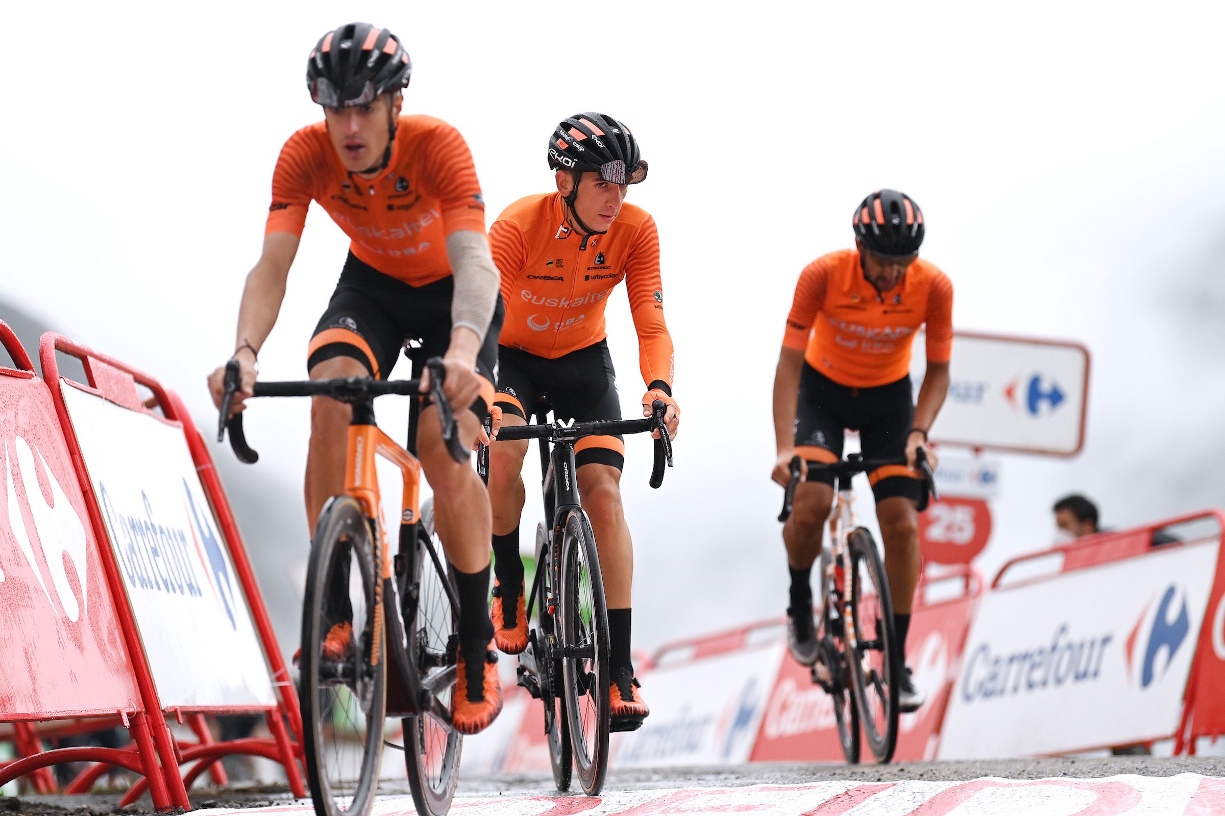 LAGOS DE COVADONGA, SPAIN - SEPTEMBER 01: Jesús Soto Guirao of Spain and Team Euskaltel - Euskadi crosses the finishing line during the 76th Tour of Spain 2021, Stage 17 a 185,5km stage from Unquera to Lagos de Covadonga 1.085m / @lavuelta / #LaVuelta21 / on September 01, 2021 in Lagos de Covadonga, Spain. (Photo by Stuart Franklin/Getty Images)